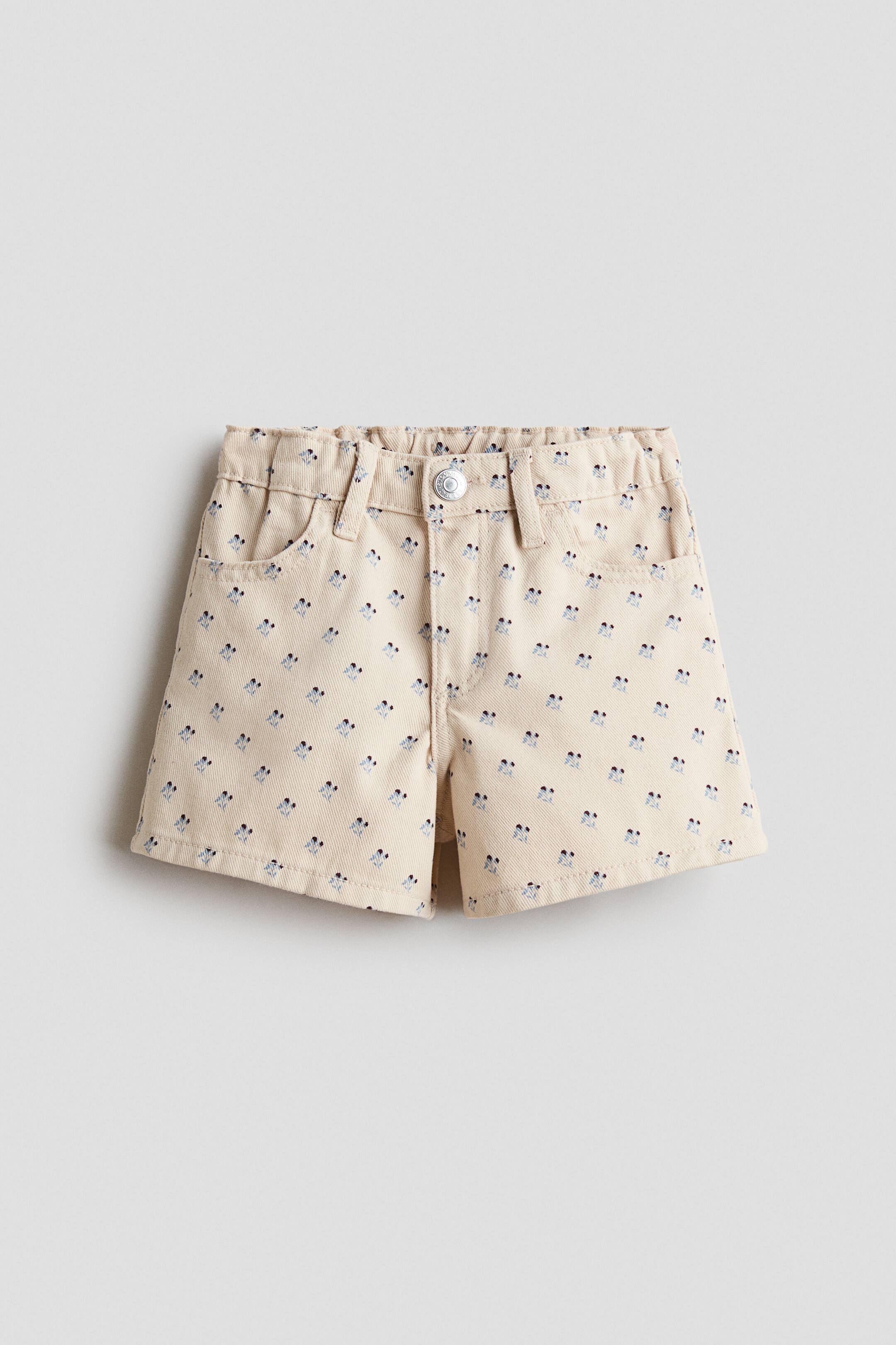 View larger image: Printed cotton twill shorts - Light beige/Floral - Kids | H&M 1