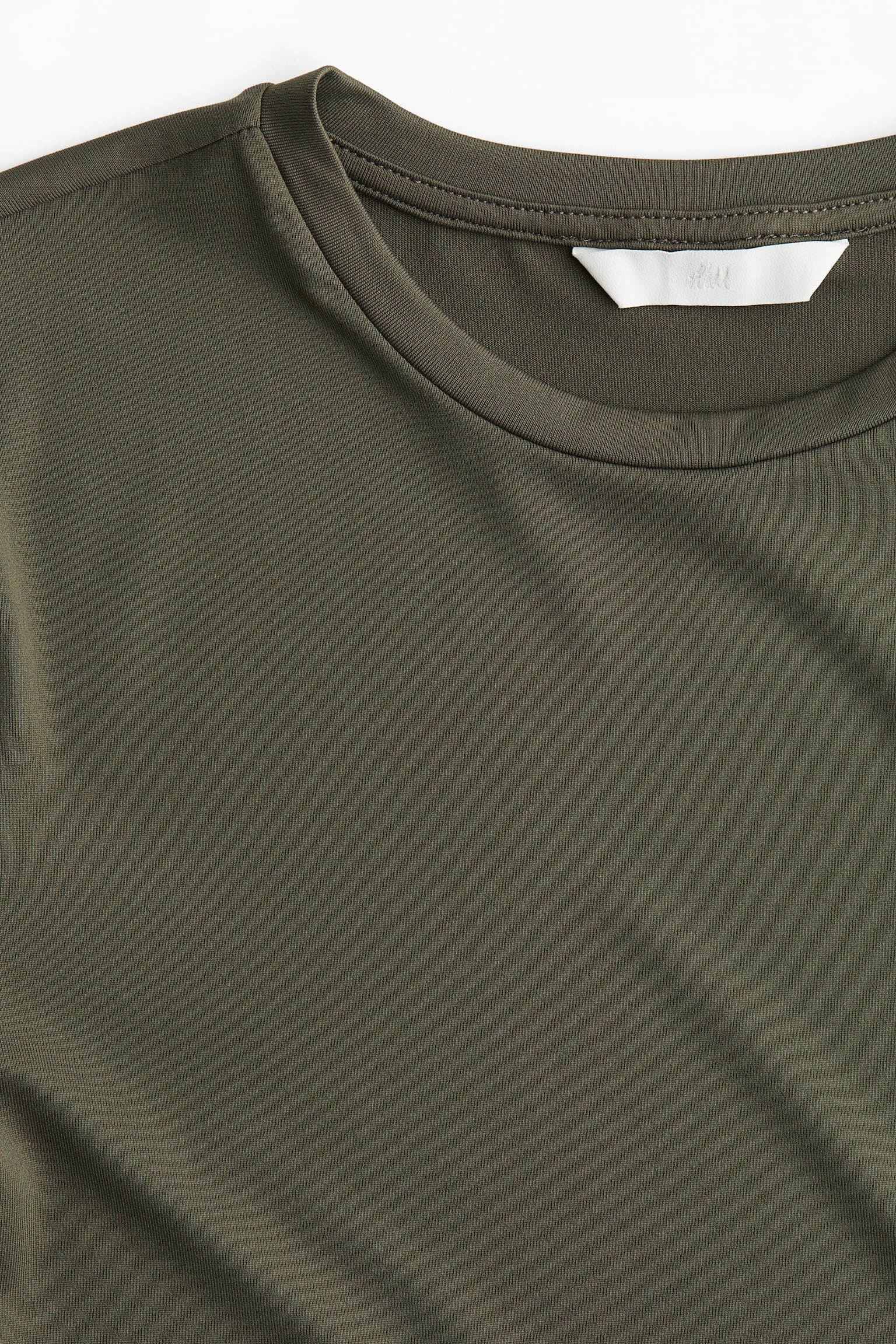 Long-sleeved microfibre top - Dark khaki green/White/Black/Natural white - 5