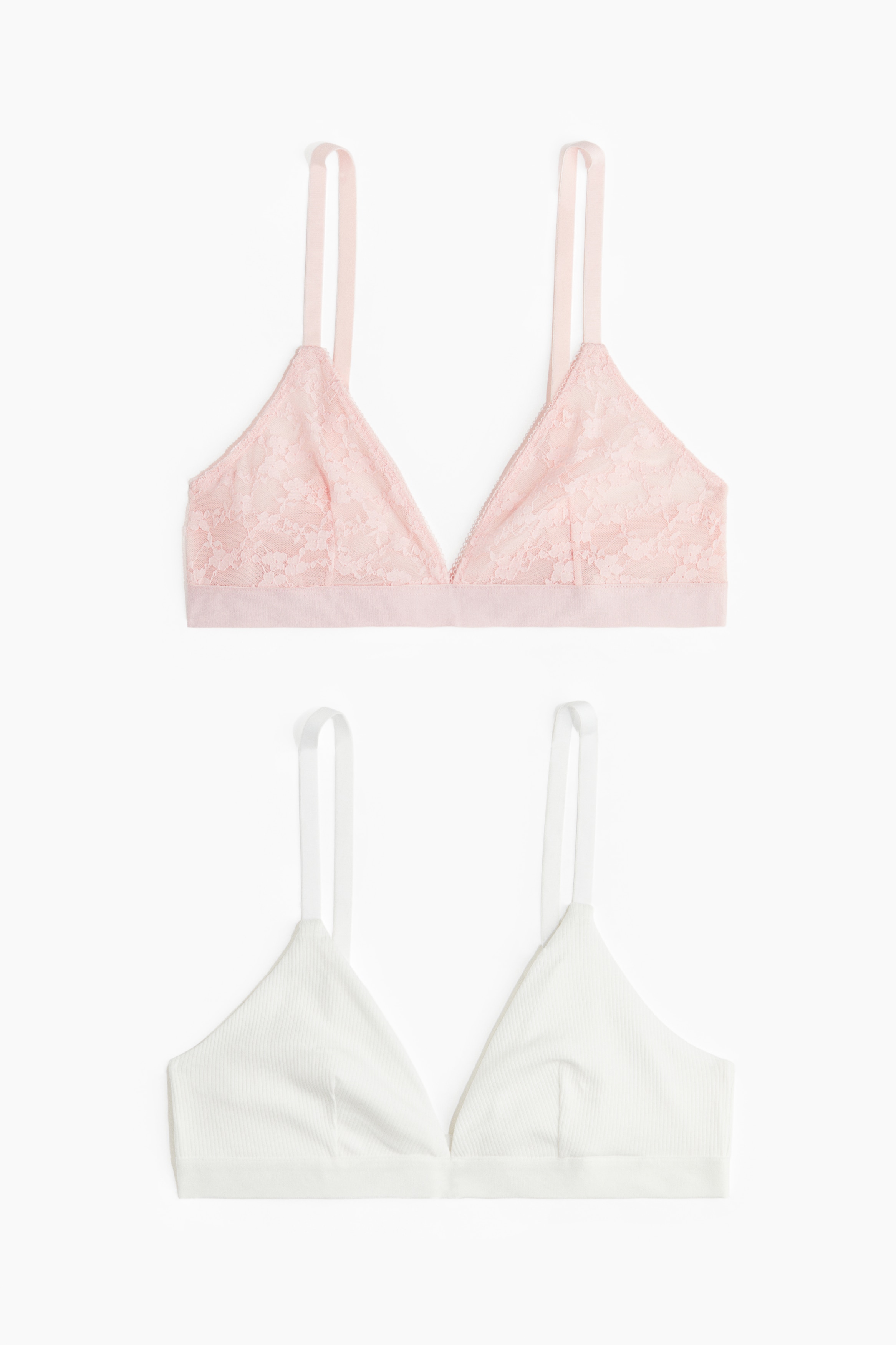 Set van 2 katoenen soft-bh‘s - Lichtroze/wit/Wit/grijs gemêleerd