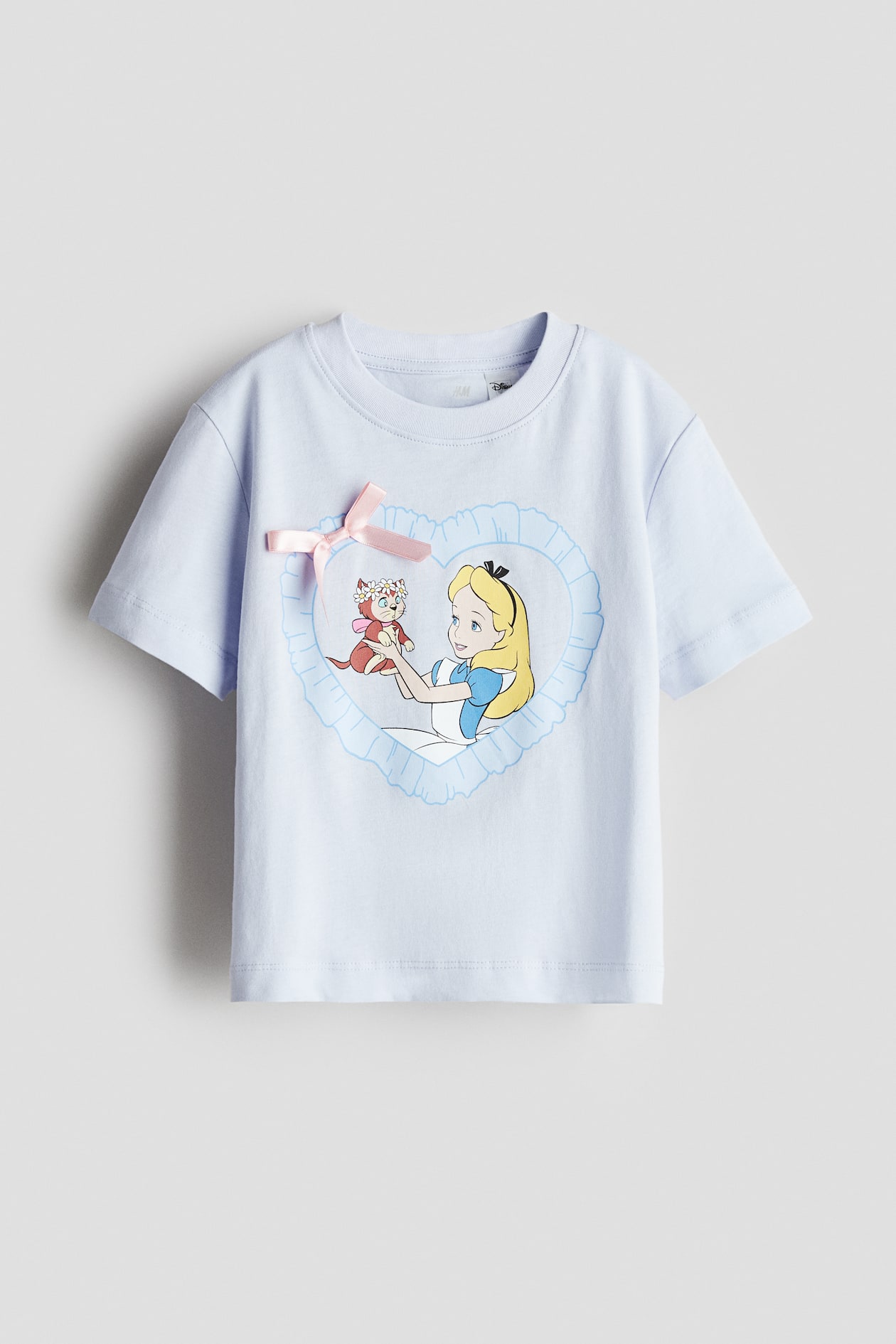 プリントデザイン コットンTシャツ - ライトブルー／ふしぎの国の 