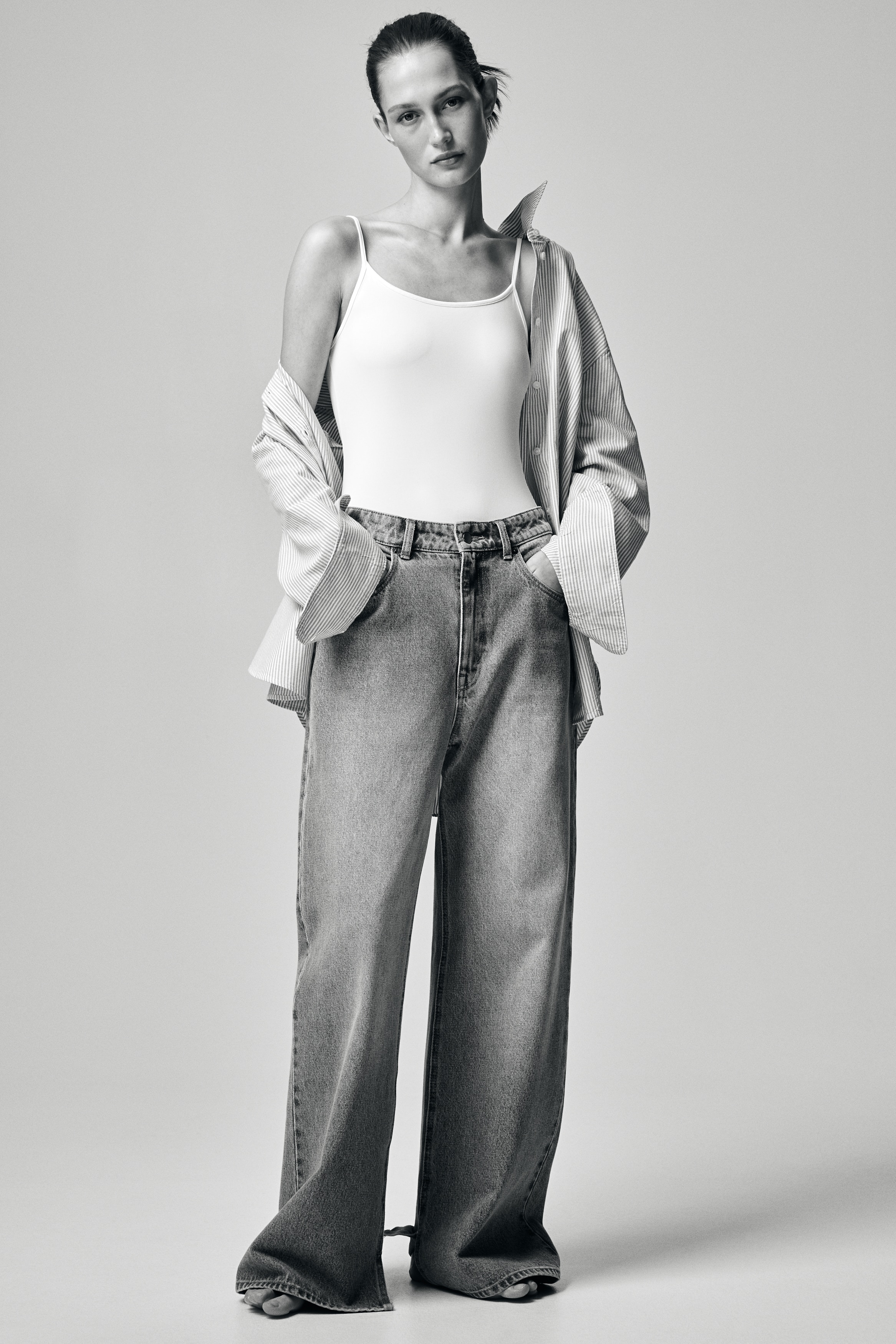 Canotta in microfibra - Bianco/Nero/Greige scuro