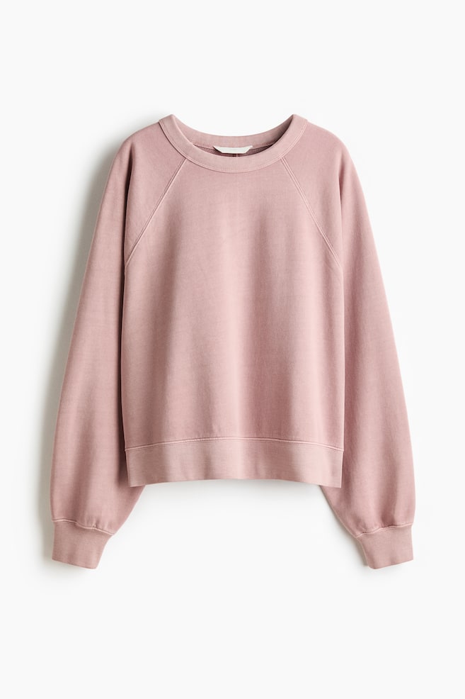 Oversized cotton sweatshirt - Dusty pink/Light beige - 1