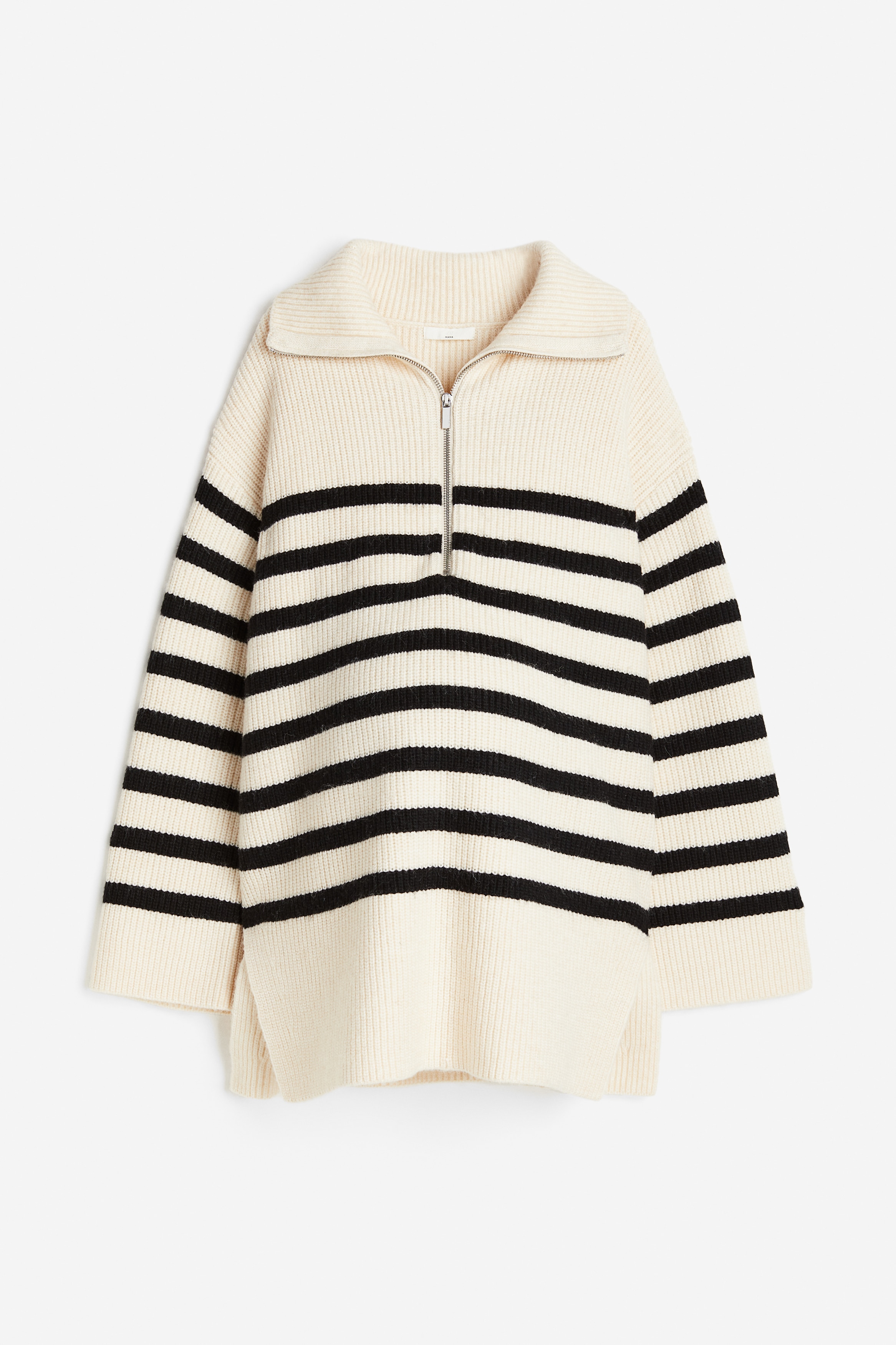 MAMA Before & After Half-zip Sweater - Light beige/striped