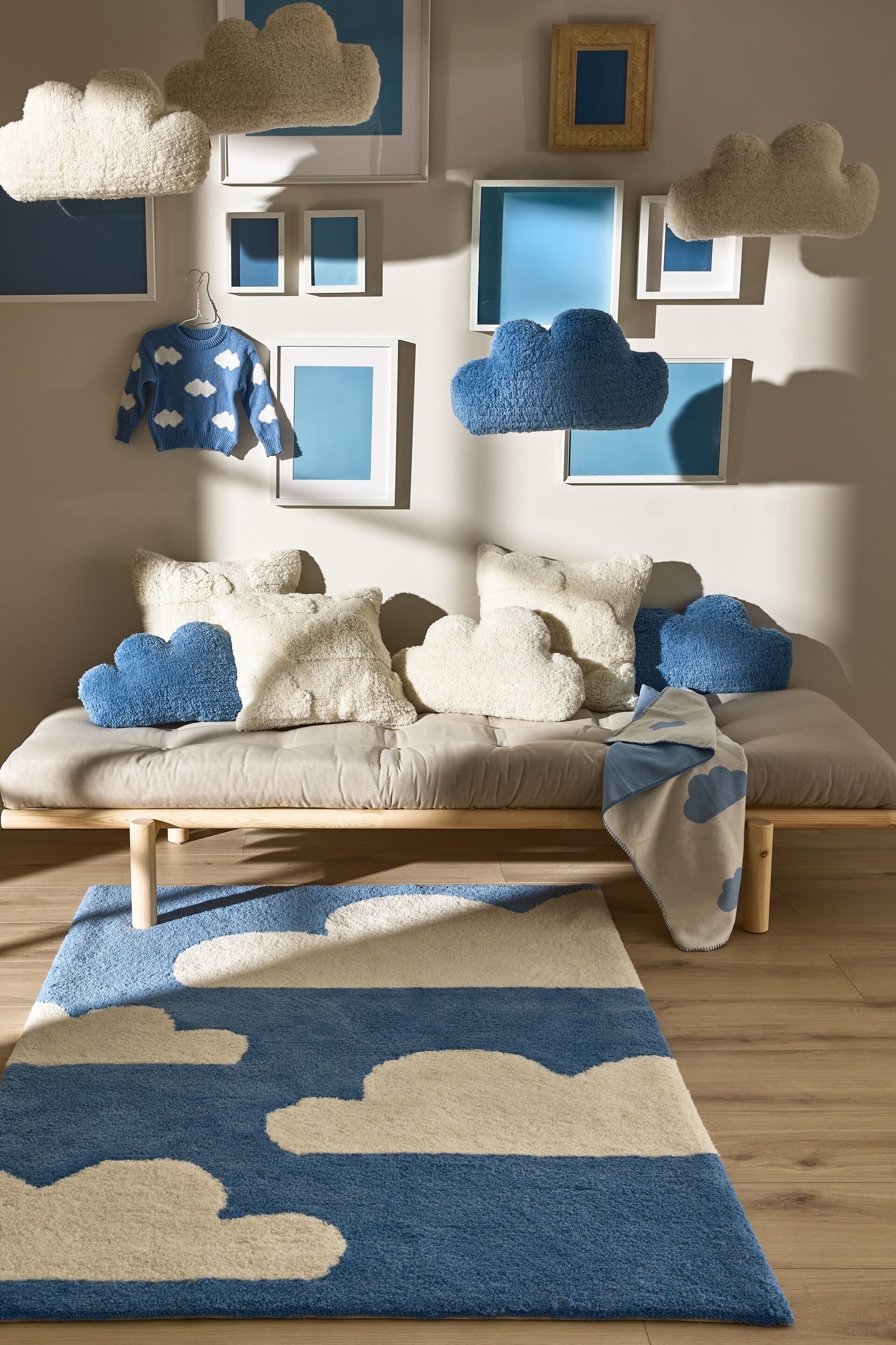 Lasten Matto Lumi - Sininen/Kermanvärinen/beige