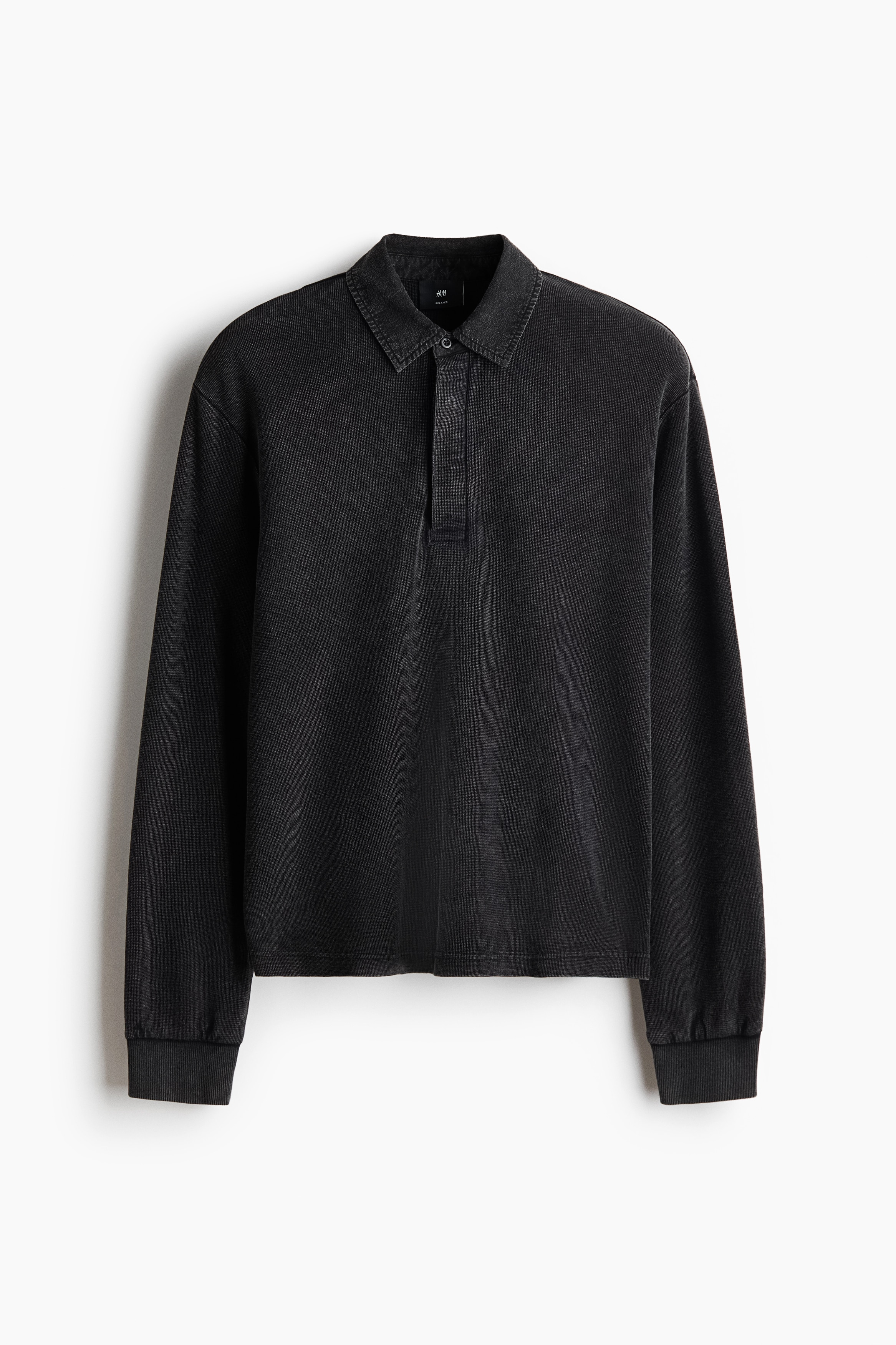 Relaxed Fit Cotton polo shirt - Black/Washed burgundy