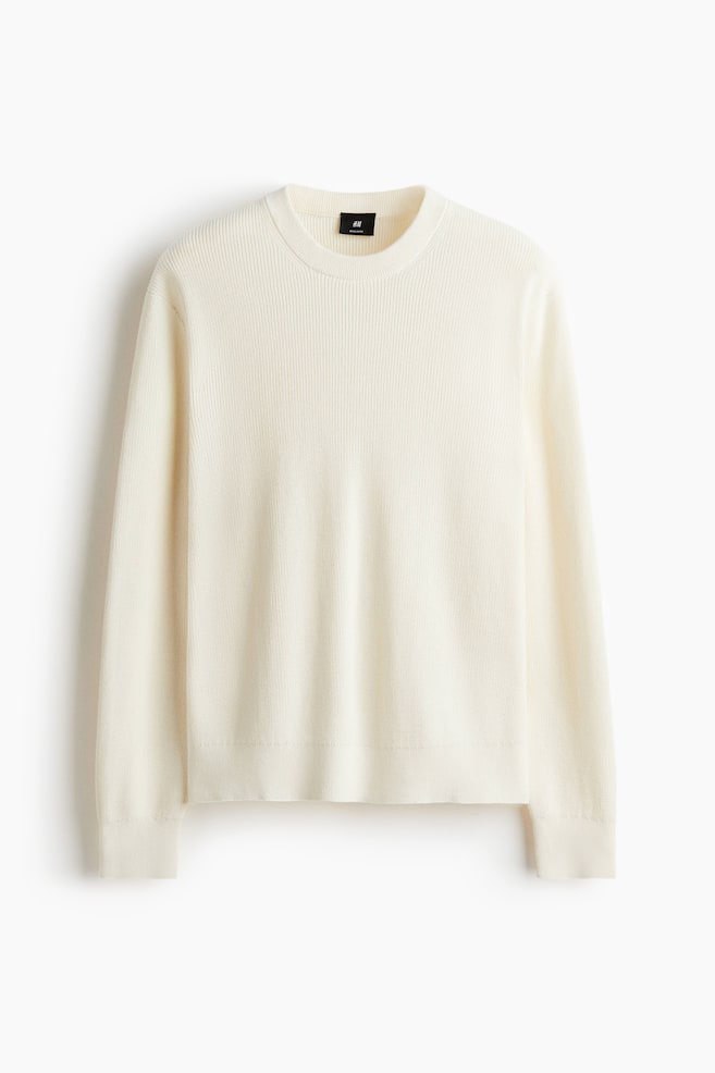 Regular Fit Rib-knit jumper - Cream/Black - 1