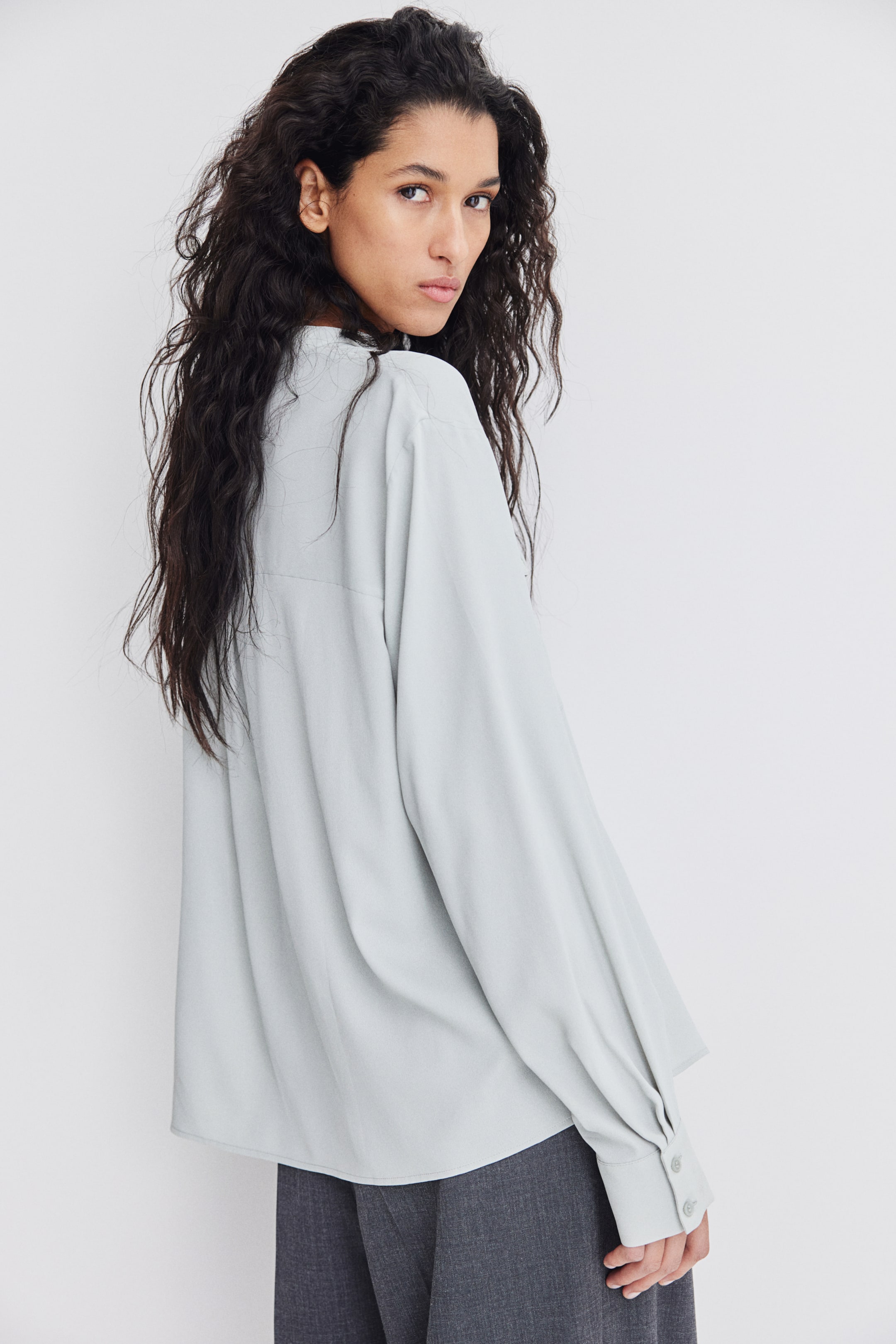 Band-Collar Blouse