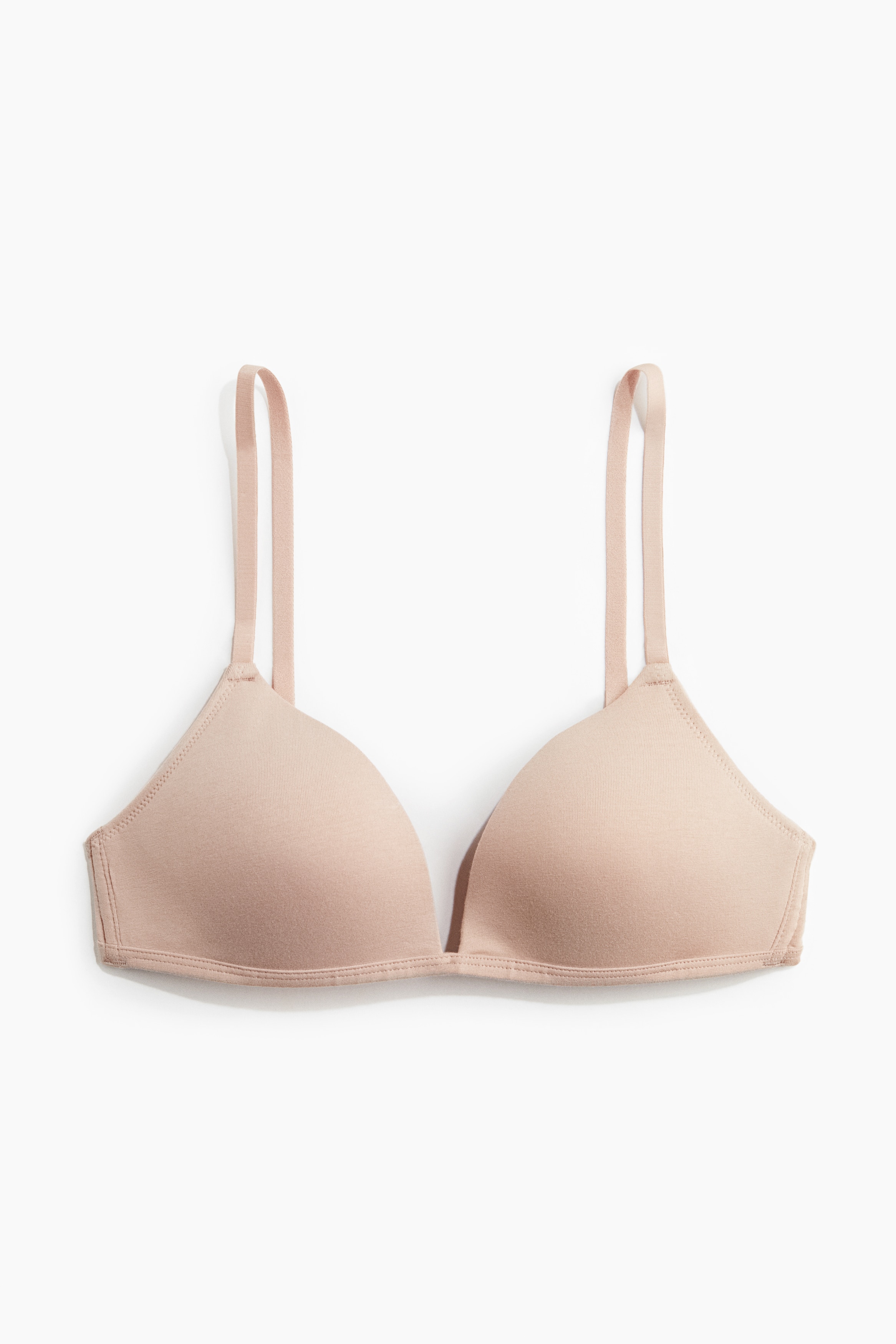 Reggiseno imbottito e senza ferretto in cotone - Beige chiaro/Grigio chiaro mélange