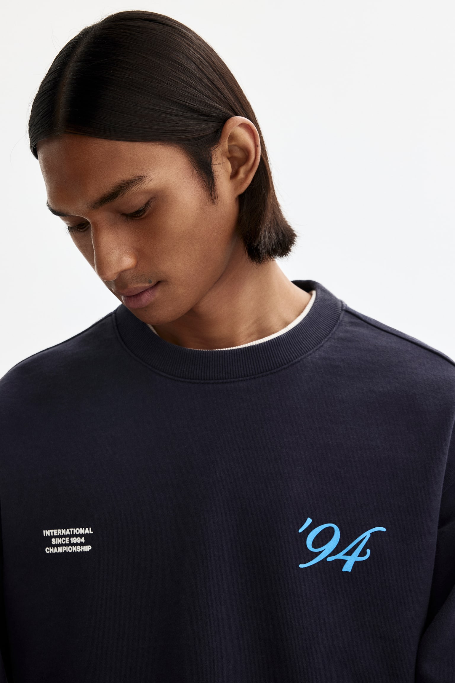 Loose Fit Printed Sweatshirt - Dark blue/INTL. 94/Dark beige/SoHo NYC - 3