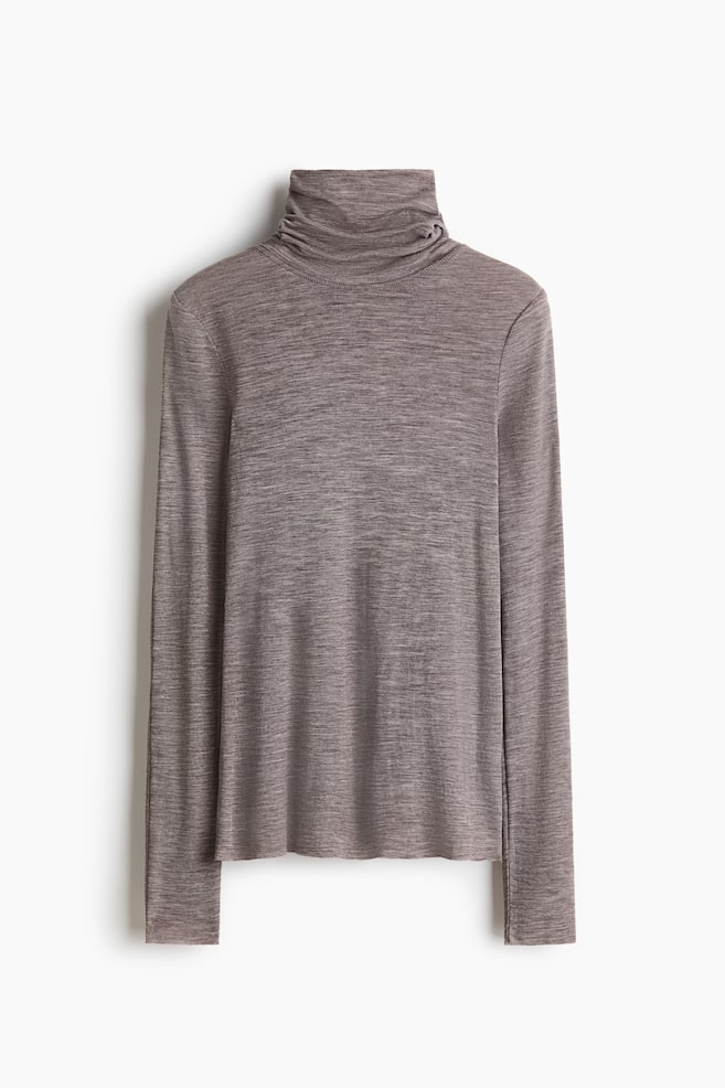 Wool polo neck top - Dark mole marl/Light greige marl/Grey marl/Black - 1
