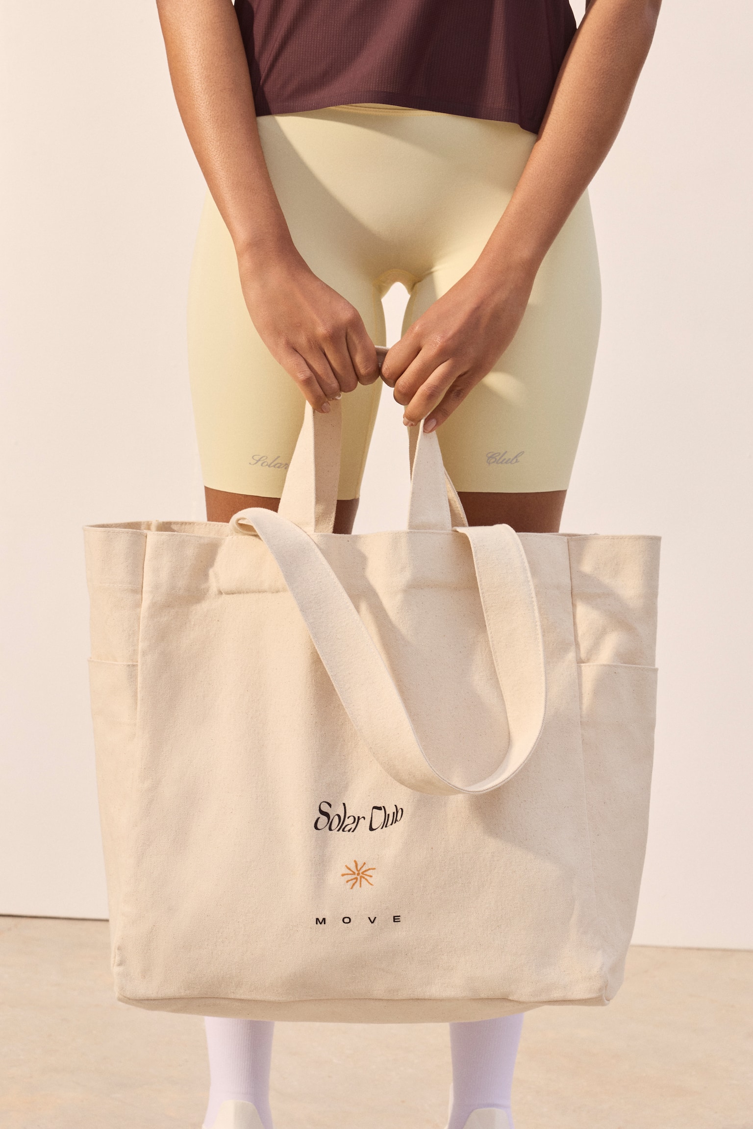 Grosse bedruckte Tote Bag aus Canvas - Hellbeige - 1