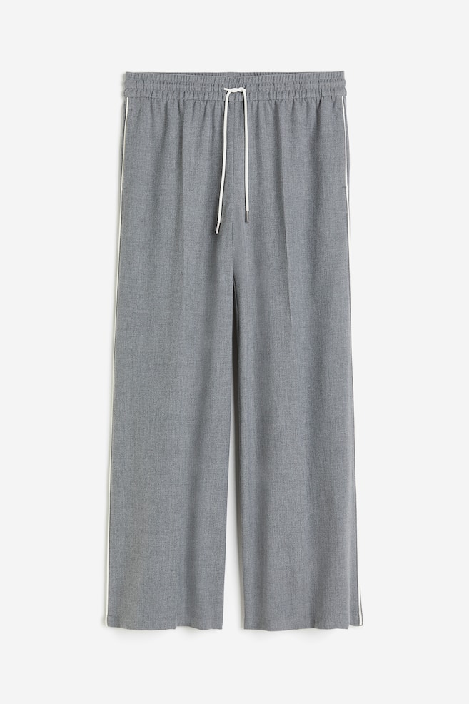 Pantalon large avec taille élastique - Gris chiné/Noir/blanc/Noir/Beige clair - 2