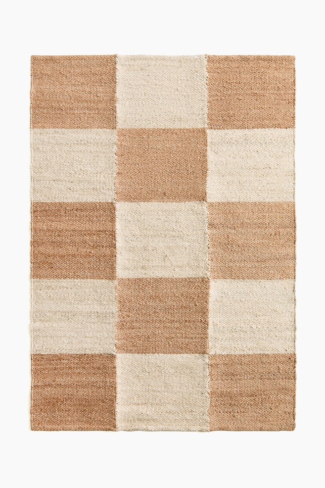 Alfombra de yute - Beige/Cuadros - 1