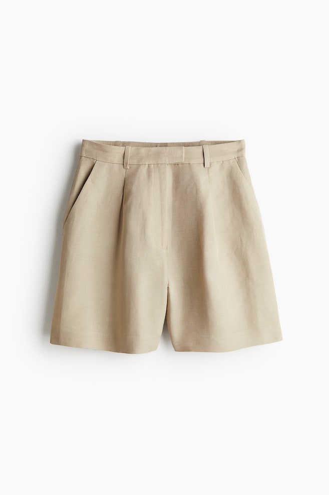 Shorts aus Leinenmix - Beige/Mattblau - 1