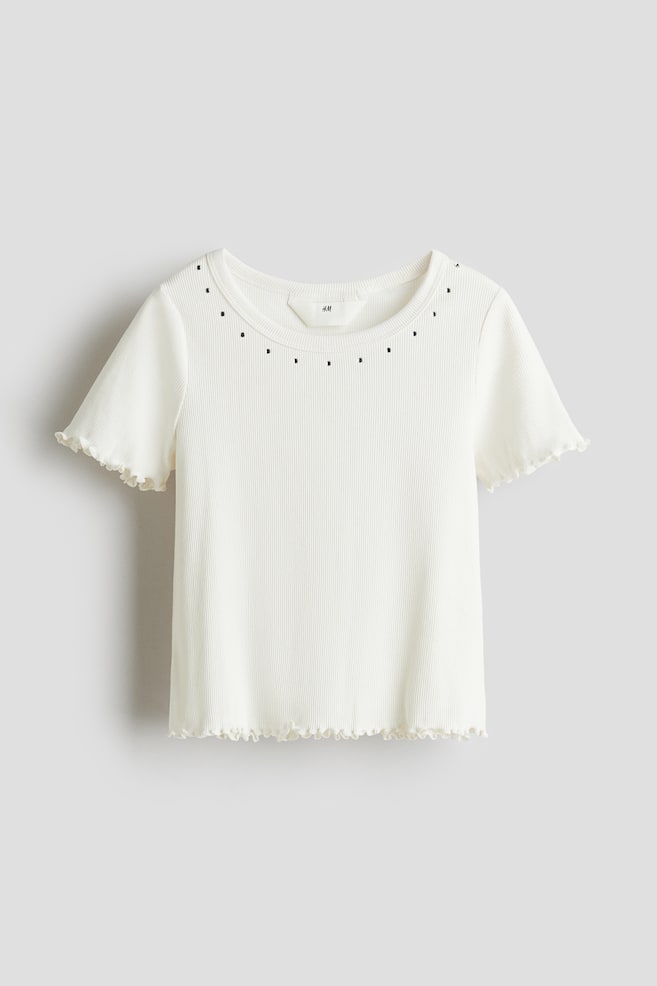 Embellished cotton top - White - 1