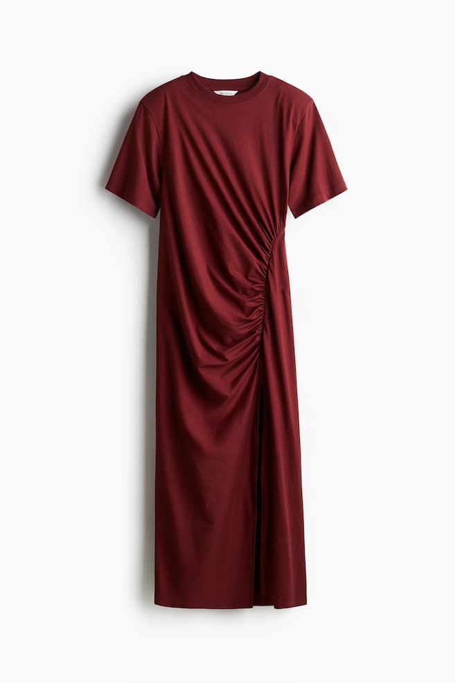 Vestido camiseta con hombreras - Rojo oscuro - 1
