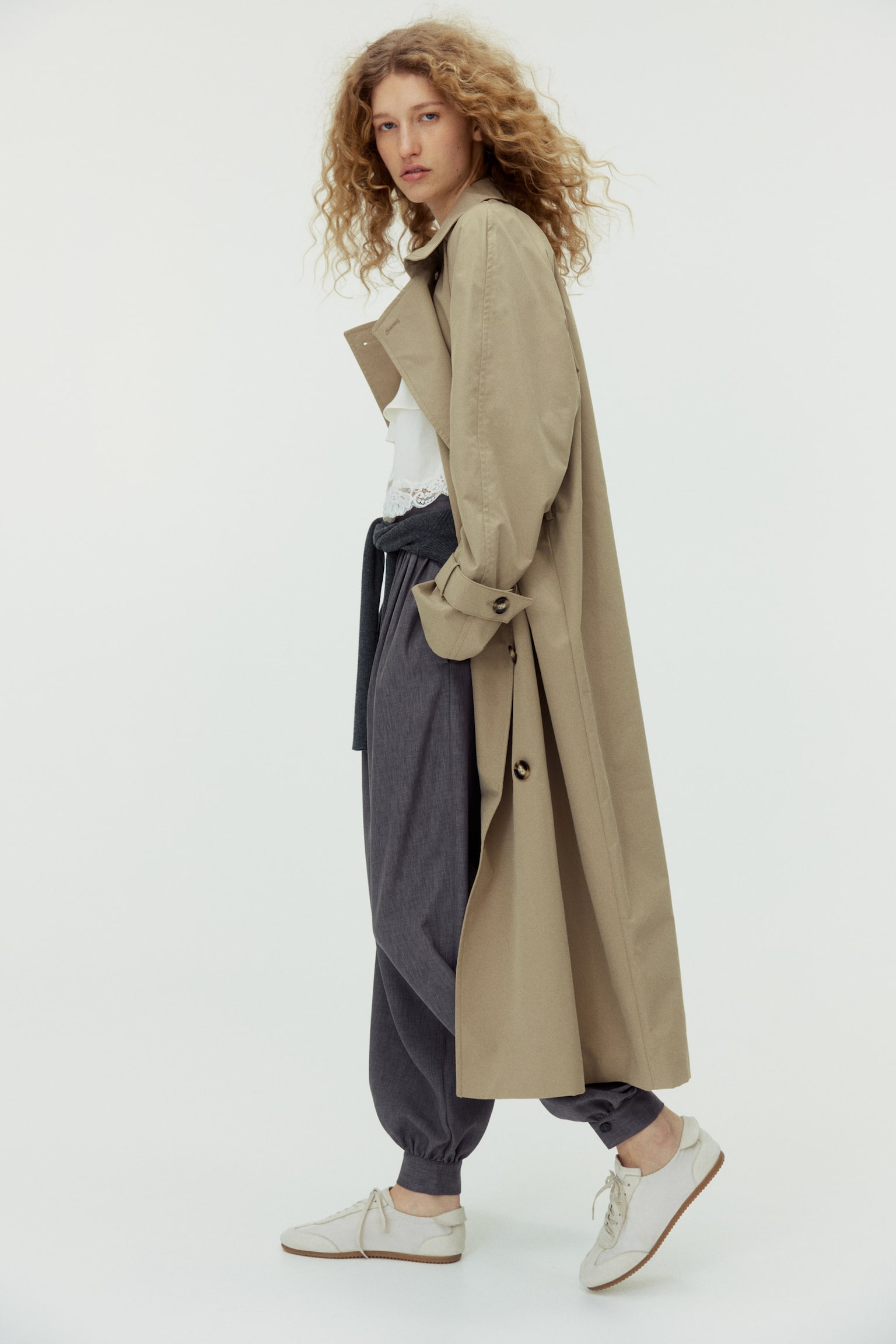 Pleated balloon trousers - Grey marl/Black - 3