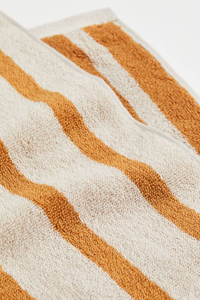 Cotton terry bath towel - Dark yellow/Striped - 4