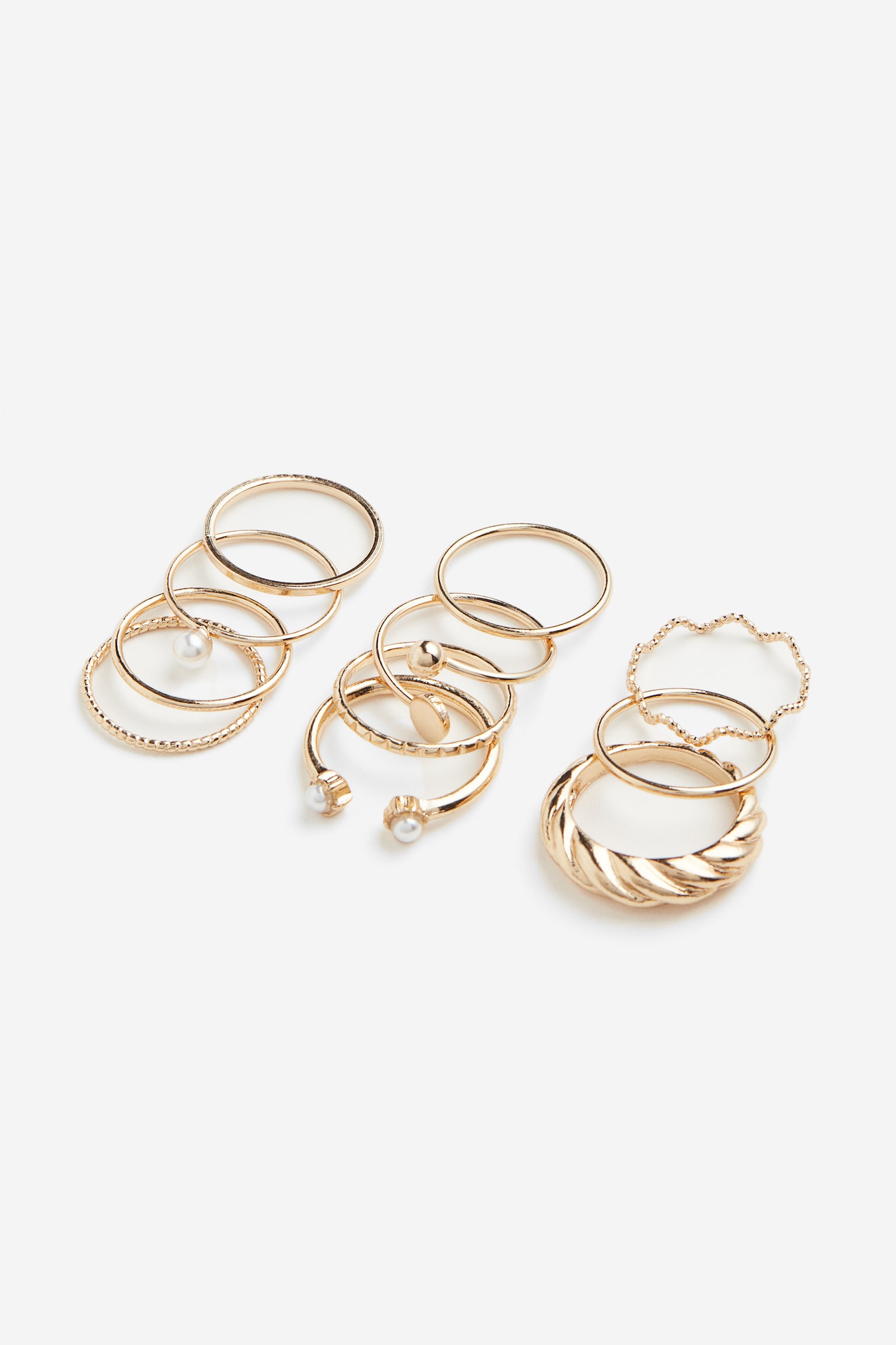 11-pack Rings - Gold colour/Gold colour/Silver colour/Silver colour/Gold colour - 1