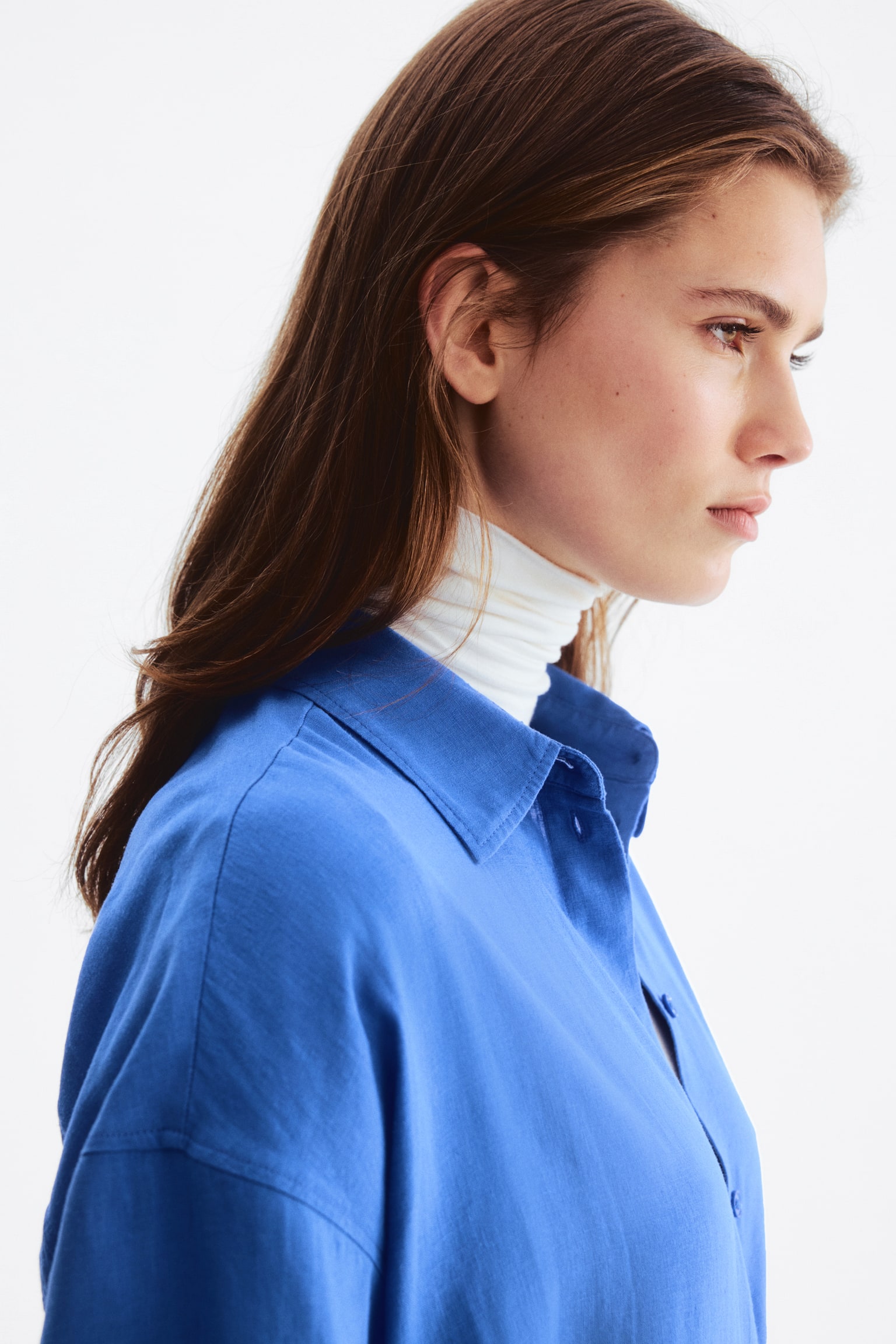 Oversized linen-blend shirt - Blue/Light pink/Blue/Striped - 5