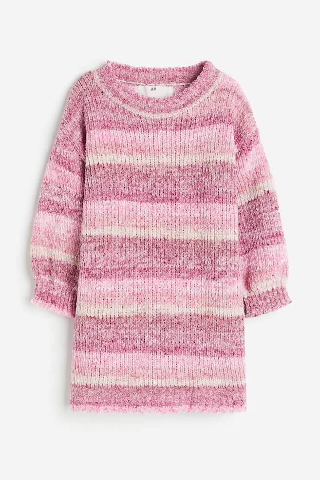 Knitted dress - Pink/Striped/Black/Striped - 1