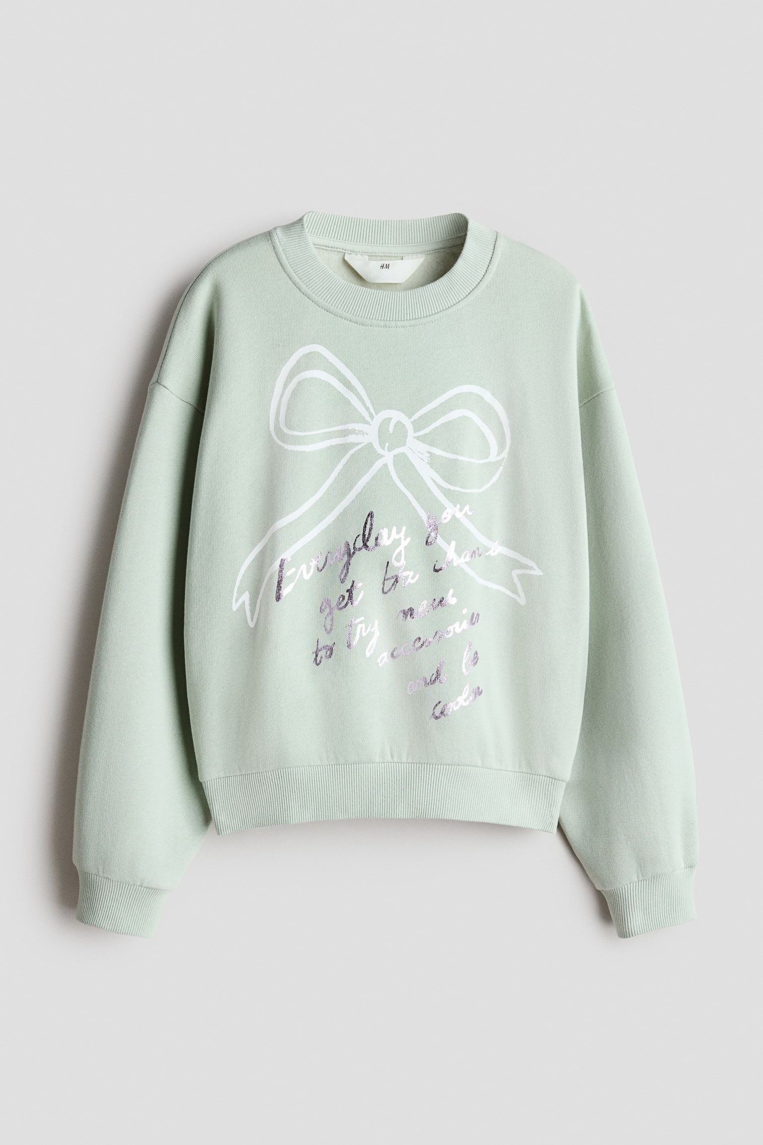 Brushed-inside sweatshirt - Light dusty green/Bow/Dark green/L'Amour Paris