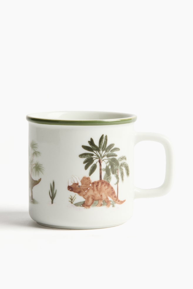 Children's porcelain mug - White/Dinosaurs - 1