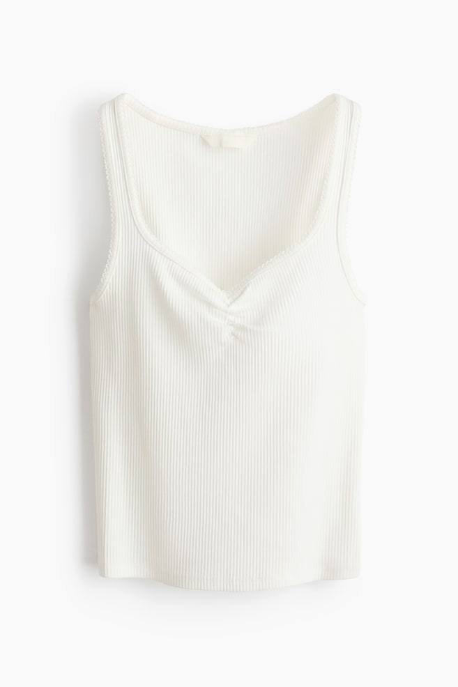Ribbed Cotton Tank Top - White/Black/Light turquoise - 1