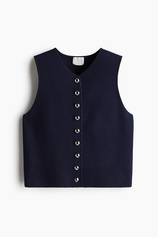 Fine-knit waistcoat - Navy blue - 1