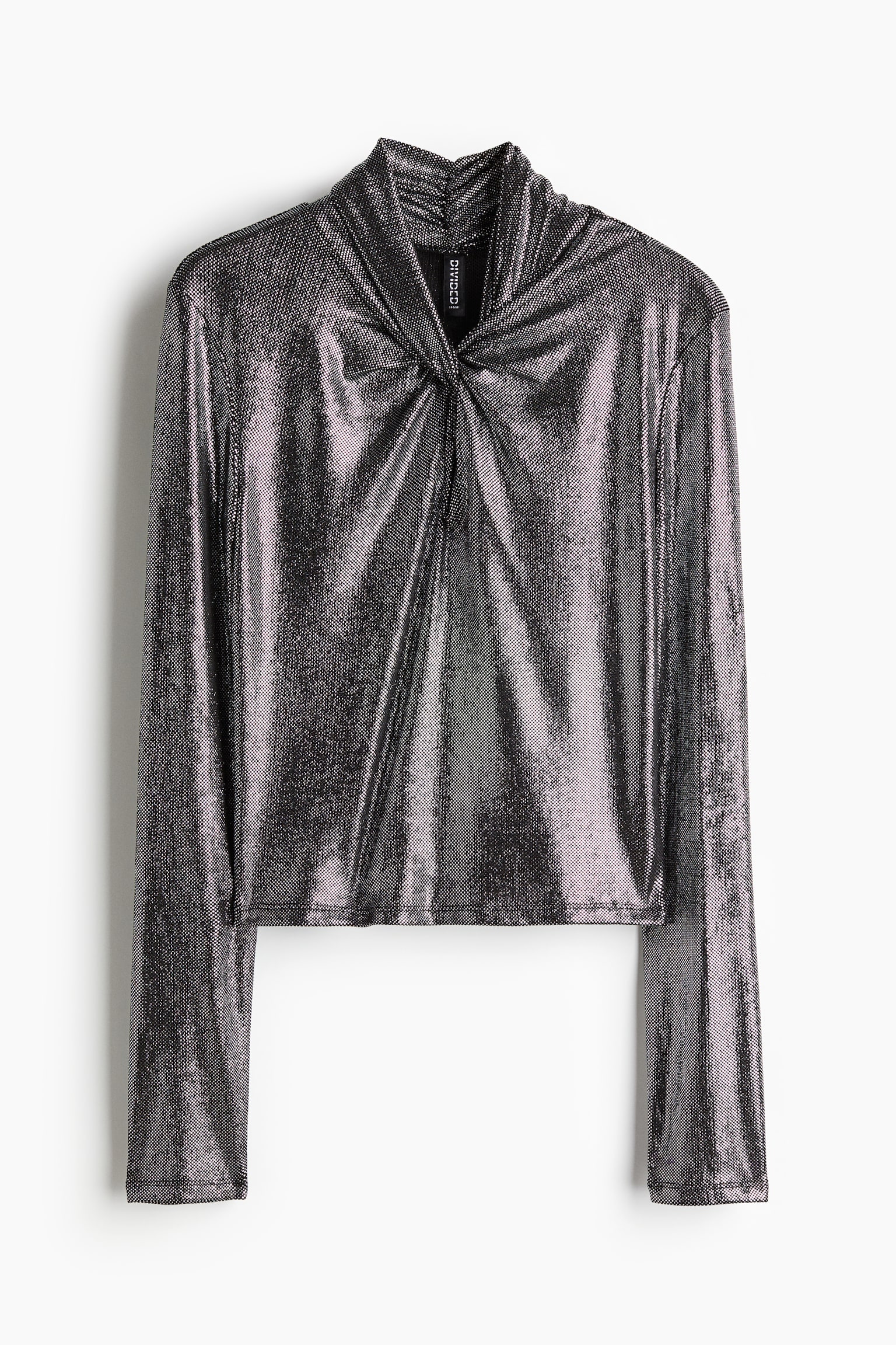 Shimmering twist-detail top - Black/Glittery - 2