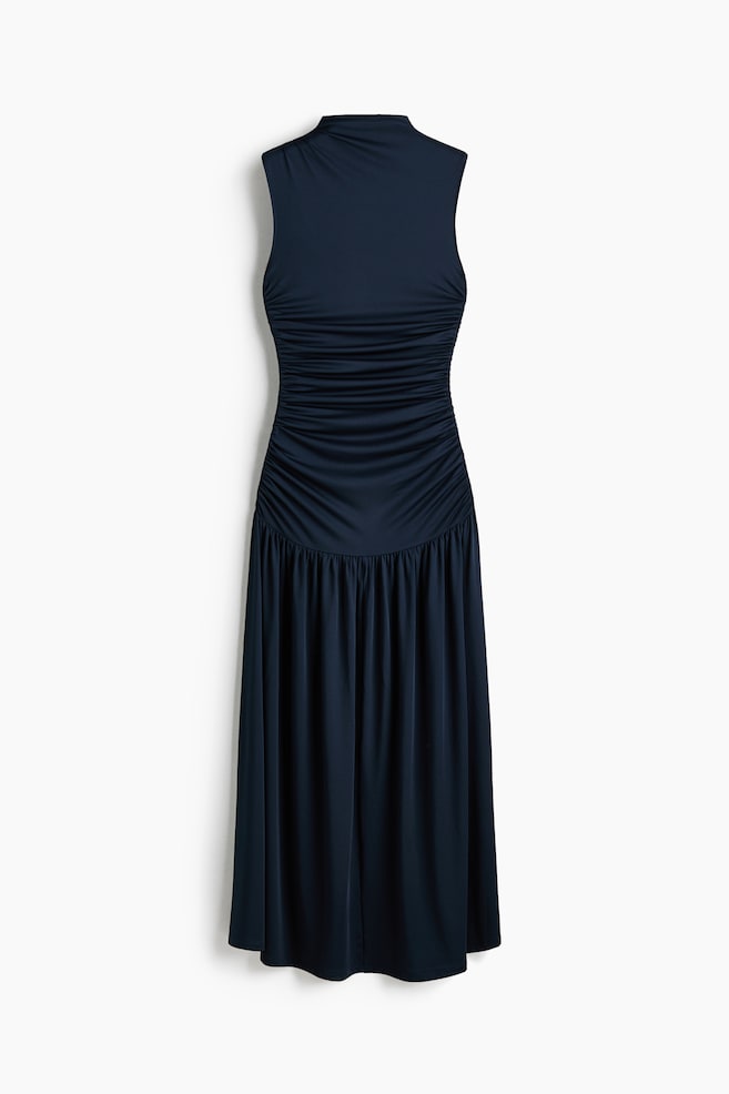 Draped jersey dress - Navy blue - 1