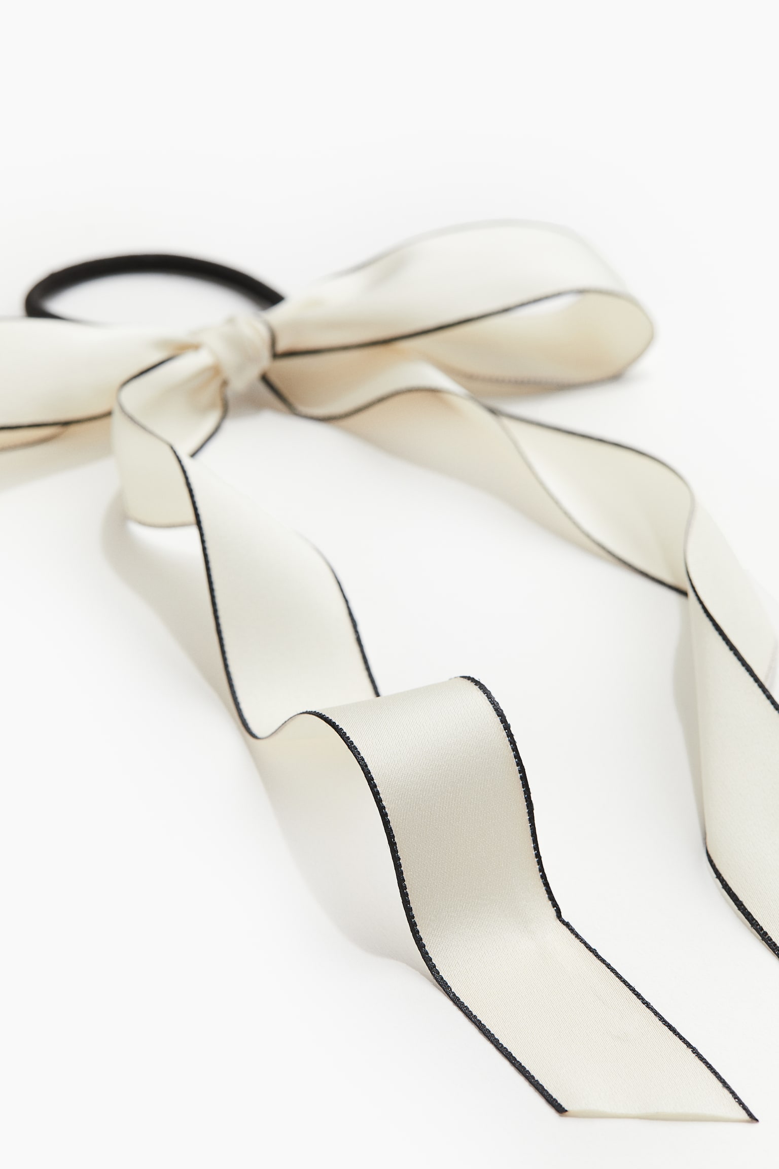 Bow Detail Hair Elastic - Cream/Black/Black - 2