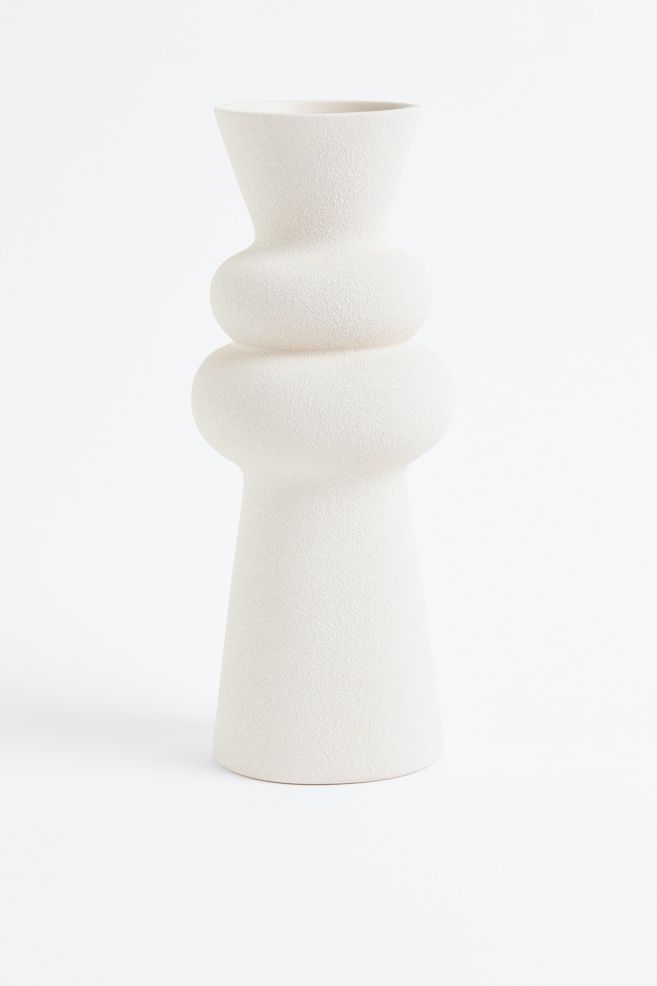Stor vase i stentøj - Hvid - 1