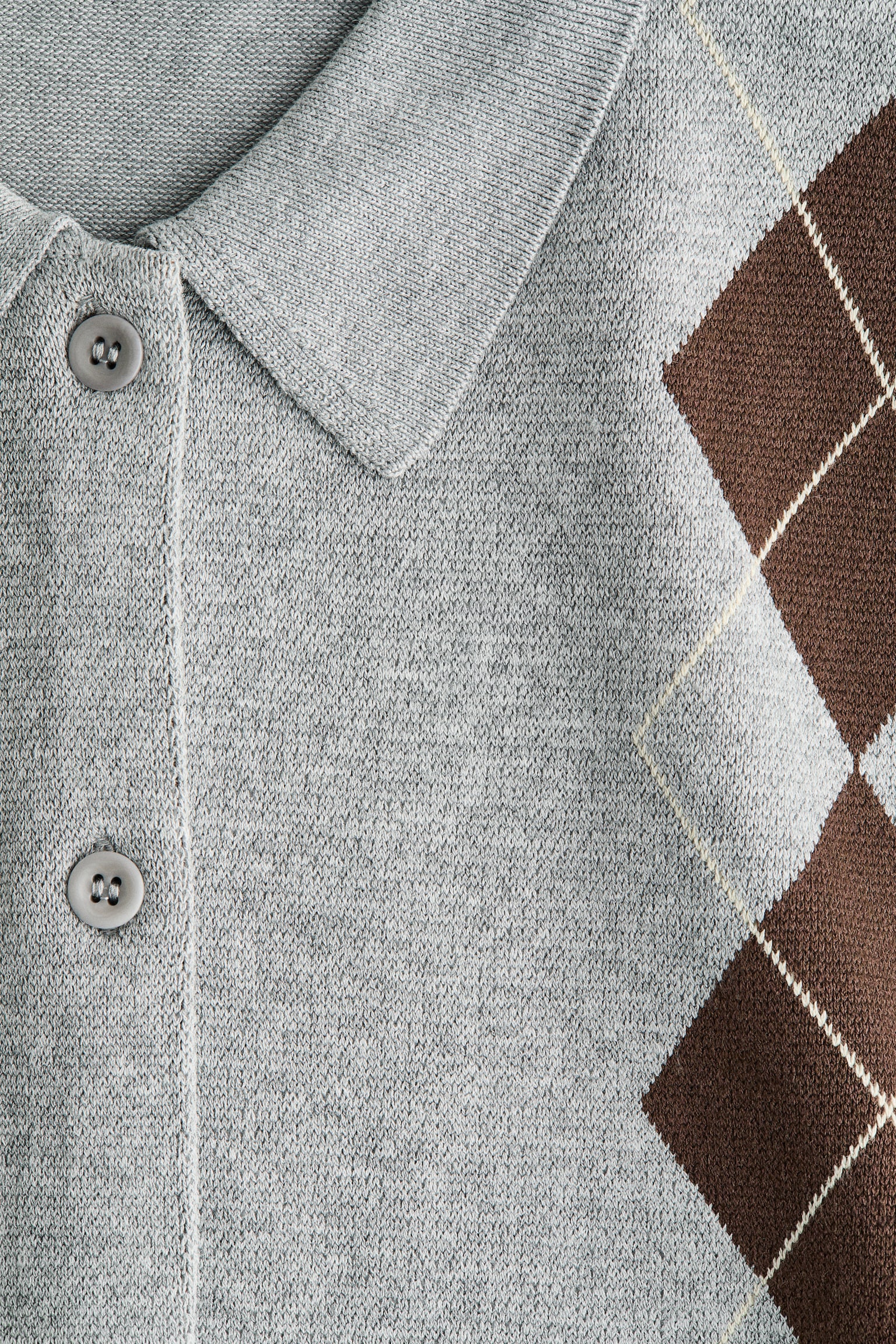 칼라 가디건 - 그레이 멜란지/아가일 패턴/핑크 멜란지/스트라이프 - 5