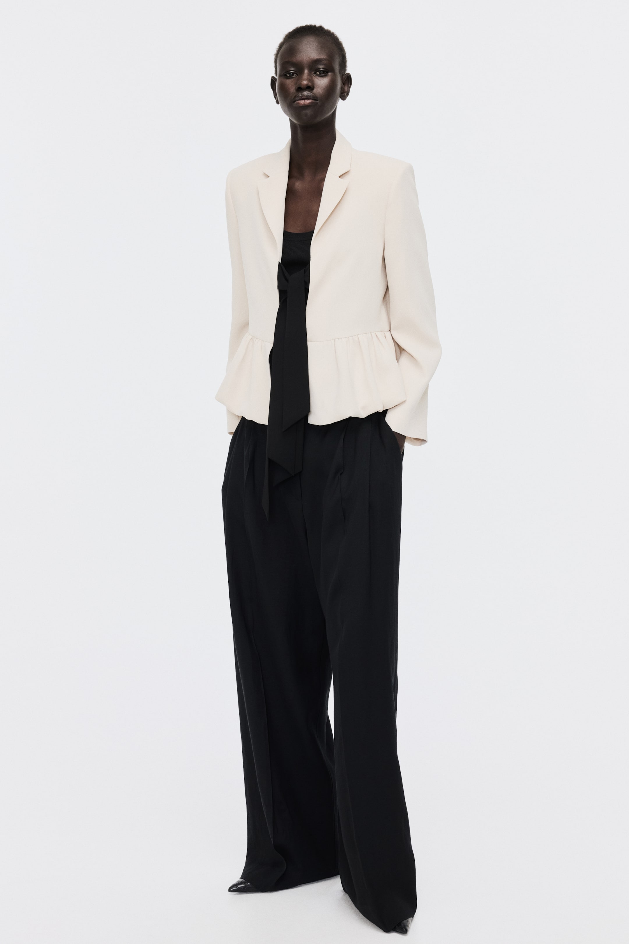 View larger image: Bubble-hem blazer - Light beige - Ladies | H&M IE 1