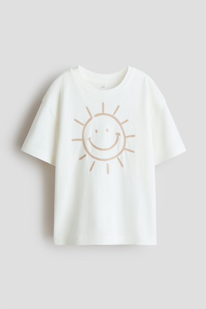 プリントデザイン コットンTシャツ - ホワイト／サン/グリーン／Tレックス - 1