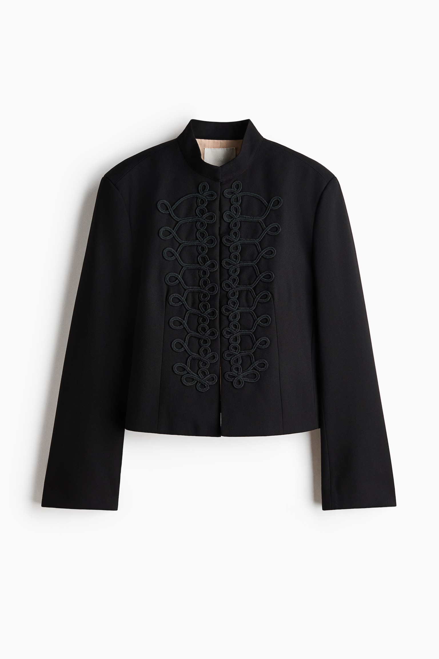 Veste en twill avec appliqués - Noir - 1