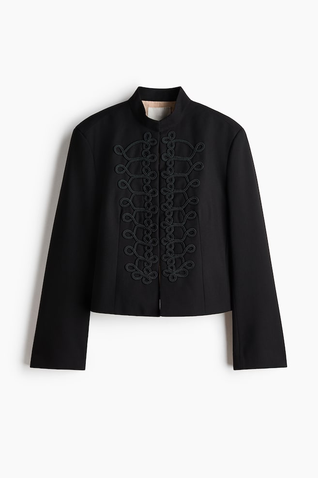 Appliquéd Twill Jacket - Black - 1