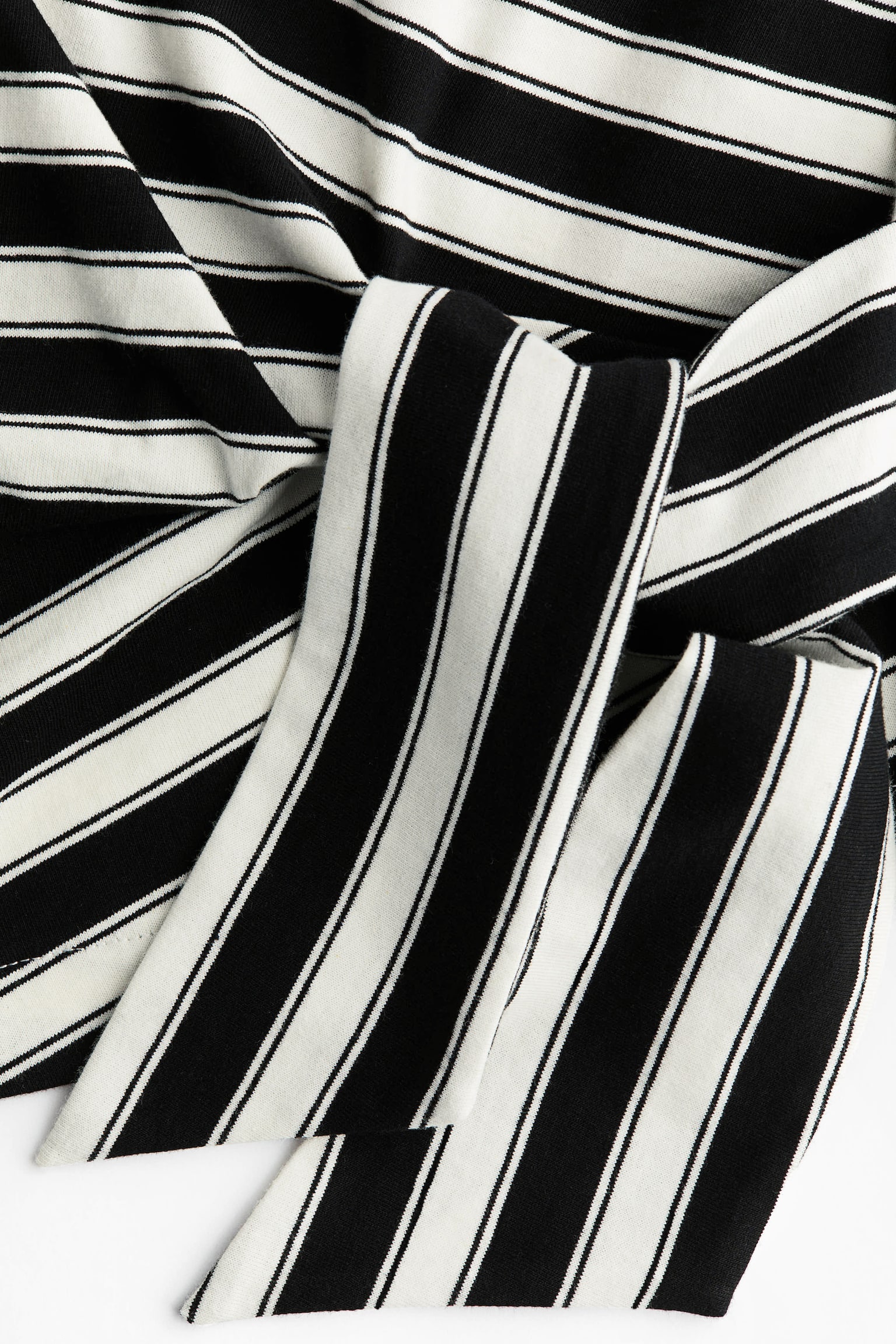 Tie-Detail T-Shirt - White/black striped/White/Gray melange - 4