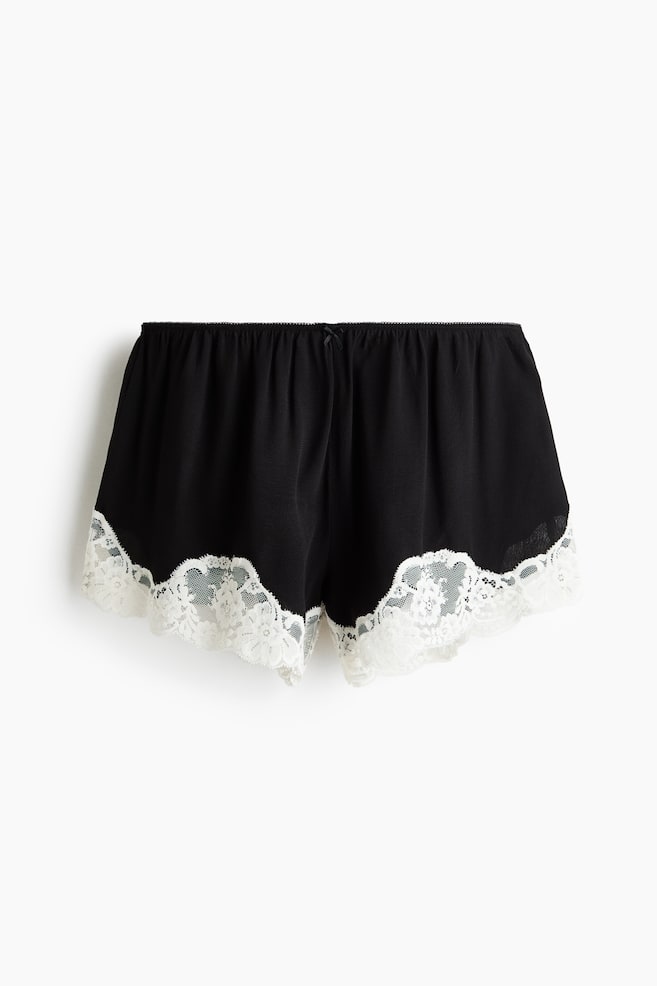 Schlafshorts mit Spitze - Schwarz/Cremefarben/Hellblau/Hellrosa - 1