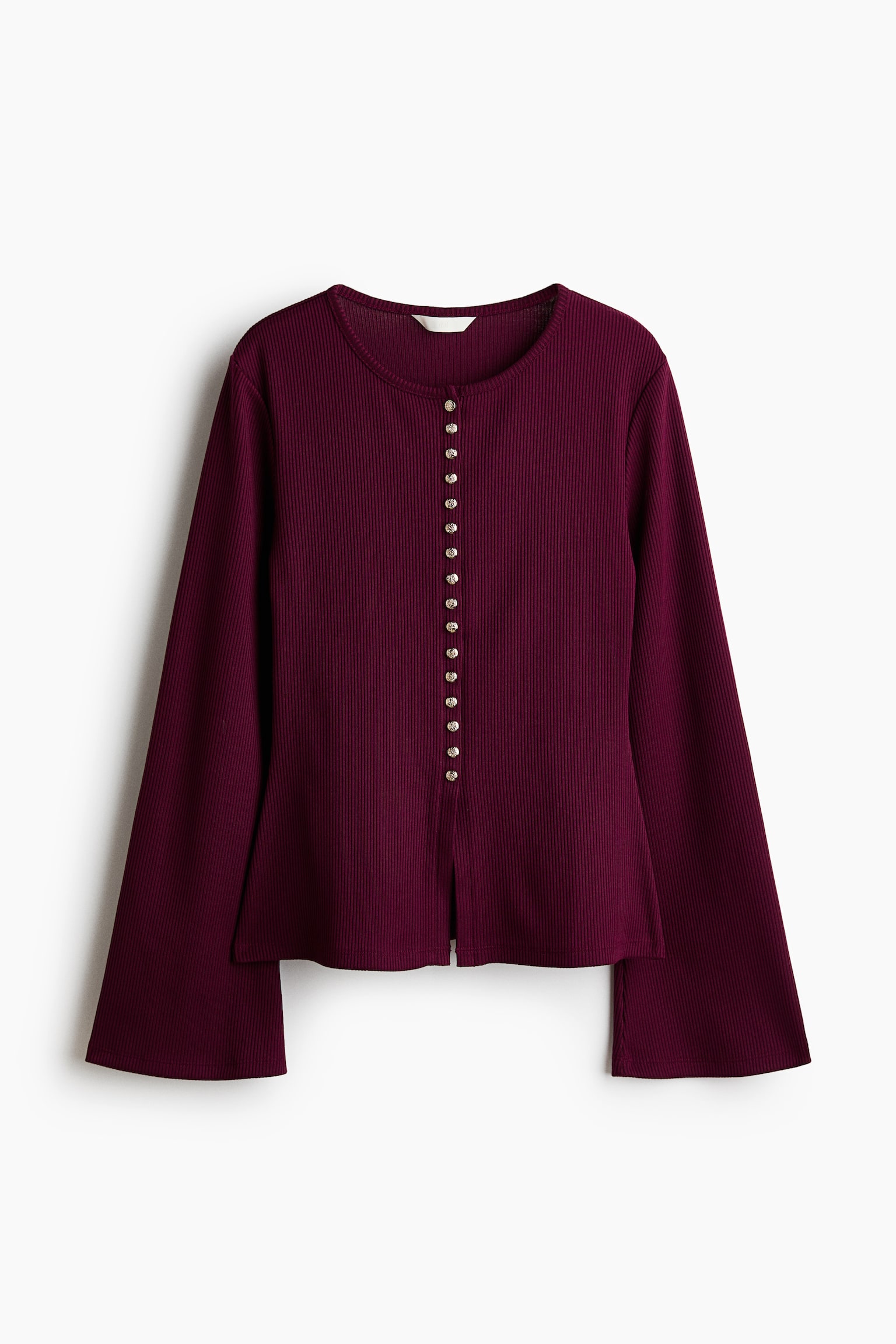 Fitted rib-knit cardigan - Burgundy