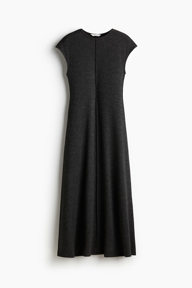 Cap-sleeved jersey dress - Dark grey marl/Mole marl - 1