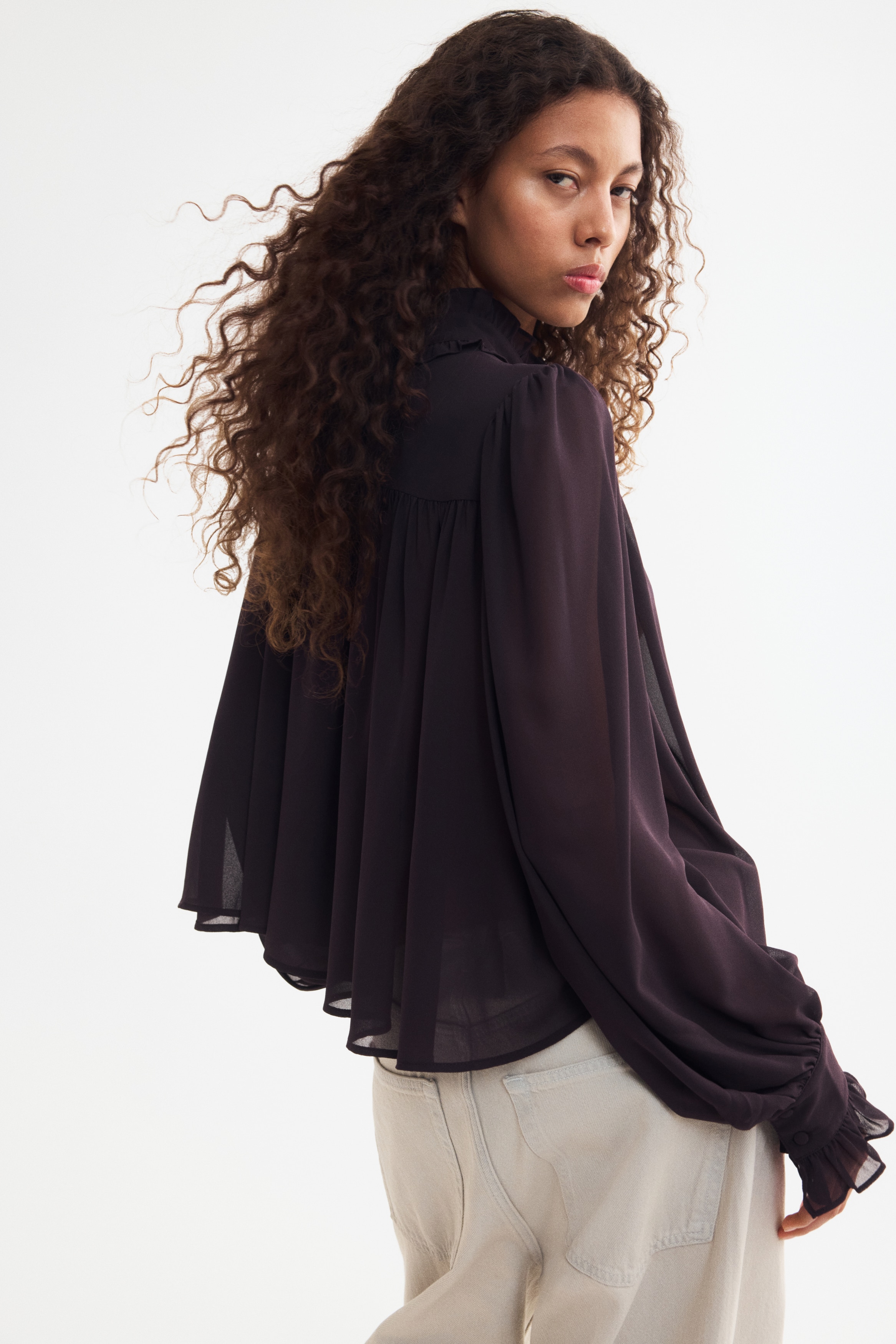 トップス Her lip to Chiffon Gathered Blouse Essentia］Chiffon 
