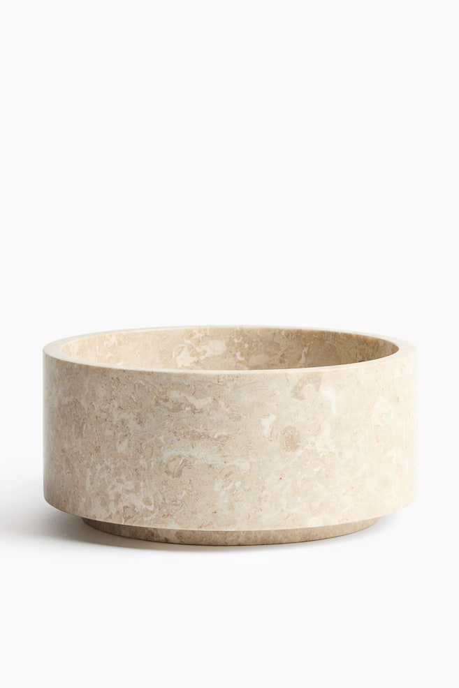 Large Marble Serving Bowl - Beige - 1