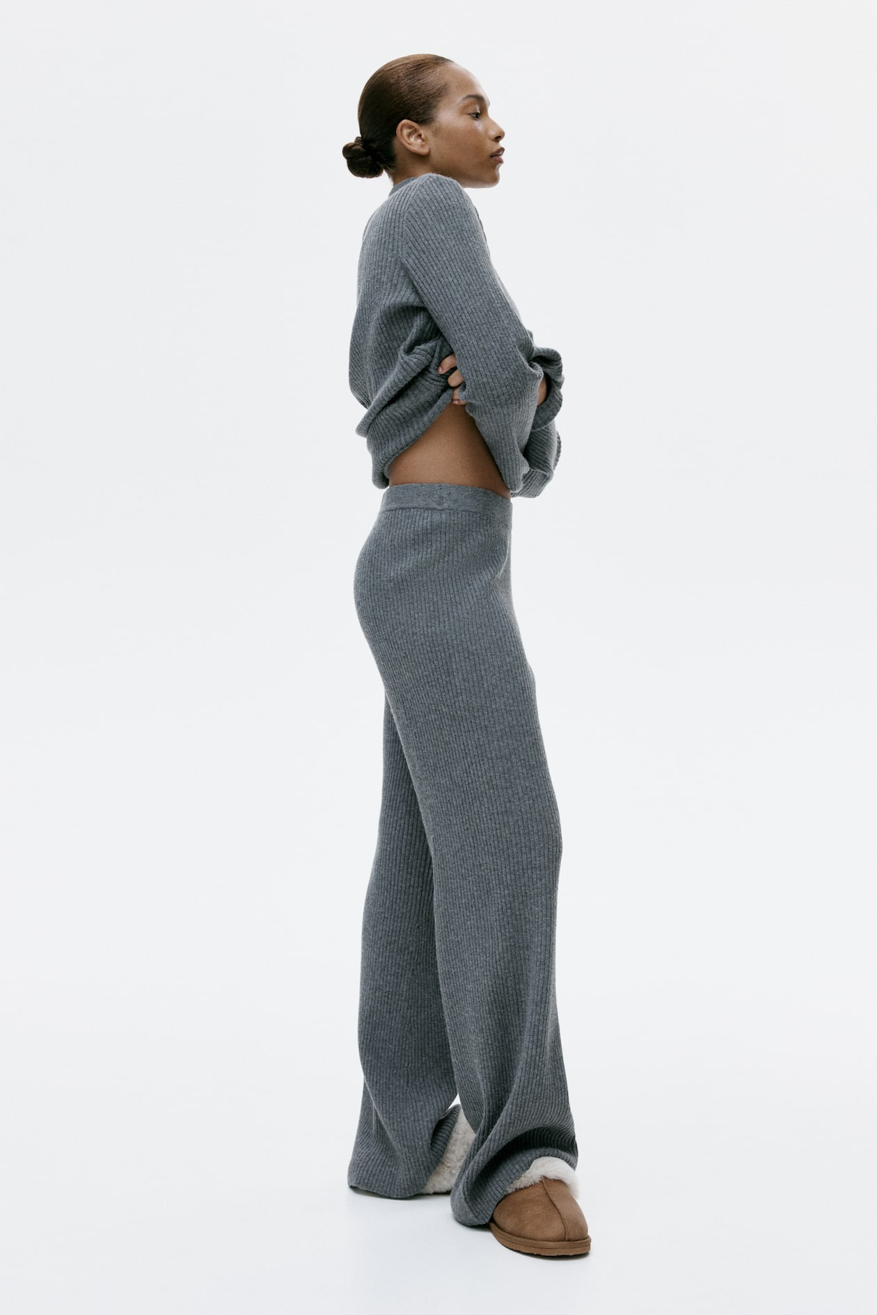 Wide-Leg Rib-Knit Pants - image 5