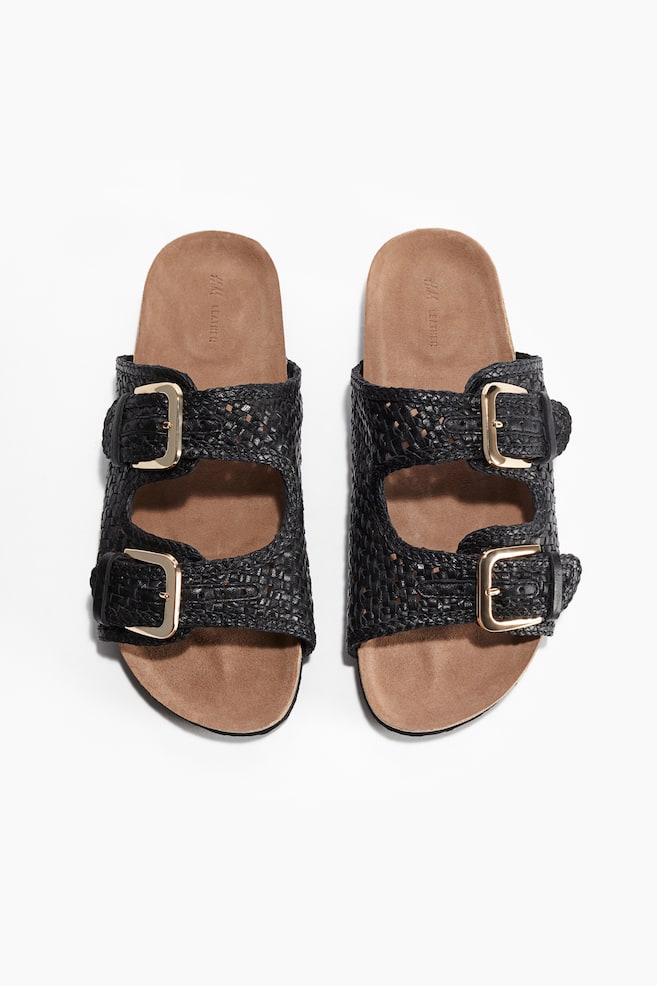 Braided leather sandals - Black - 1