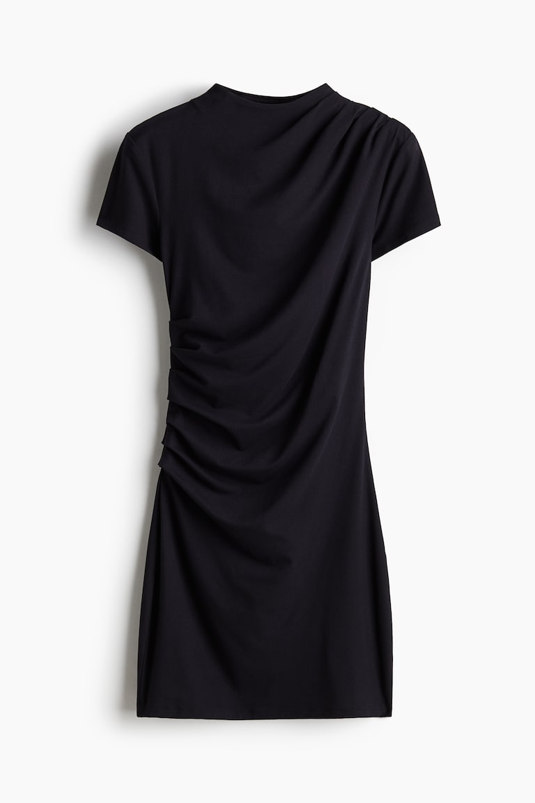 Draped Bodycon Dress - Black