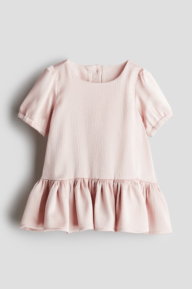 Puff-sleeved dress - Light pink - 1