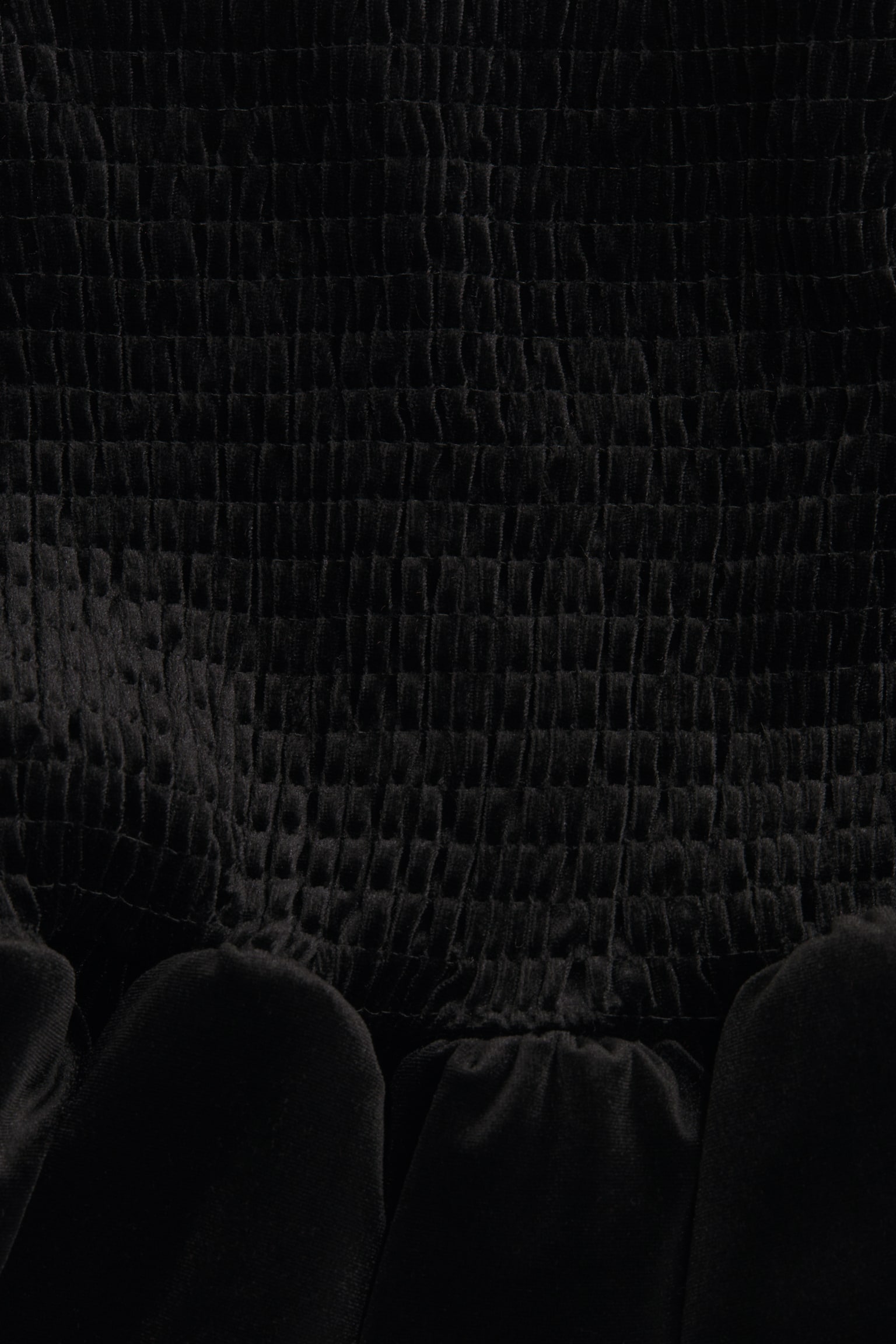 Smocked velour skirt - Black/Burgundy - 5