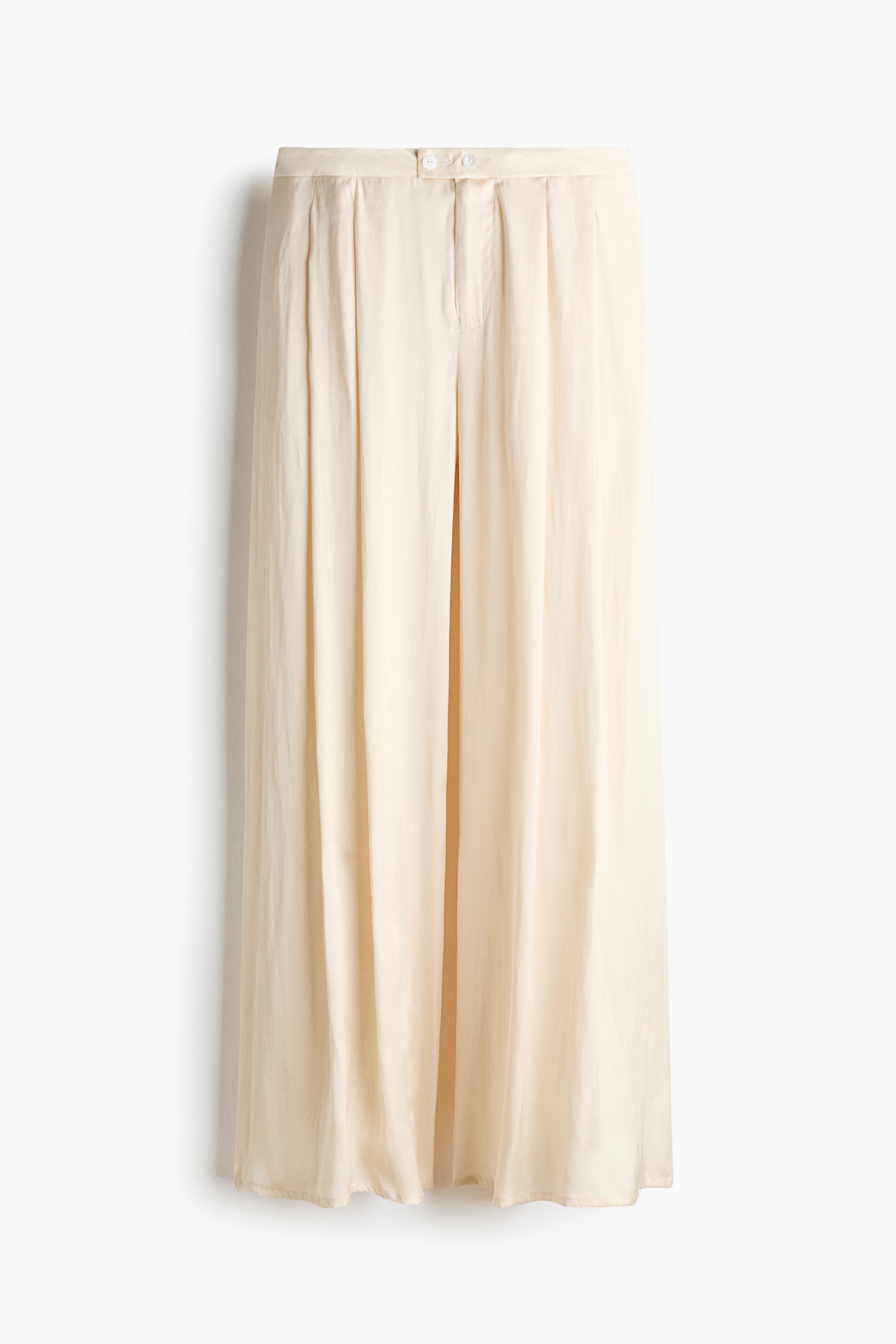 Pantaloni ampi in satin - Beige chiaro/Nero
